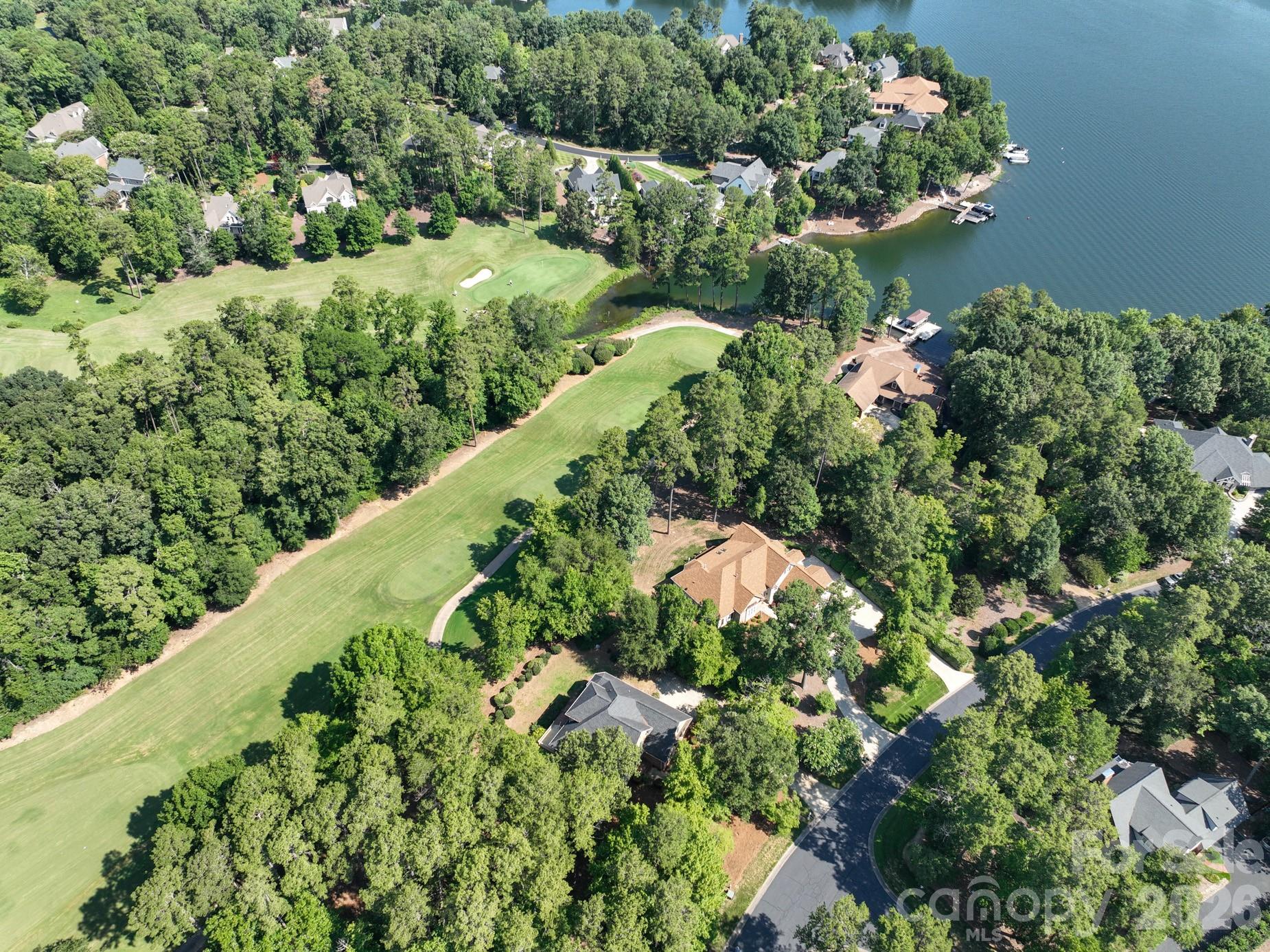 Aerial View of Home and Golf Course - 205 Piney Grove Point, New London