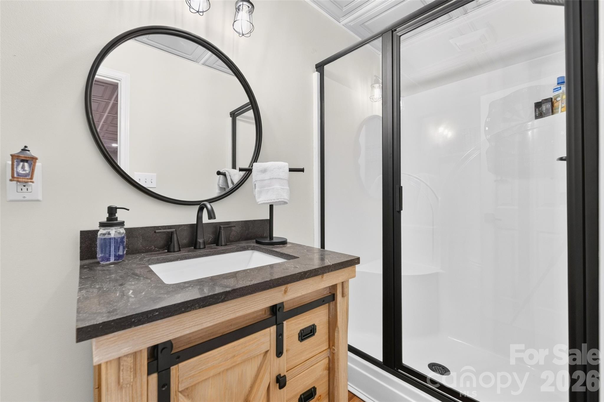 Basement bathroom with walk-in shower - 1345 Gaston Day School Road, Gastonia