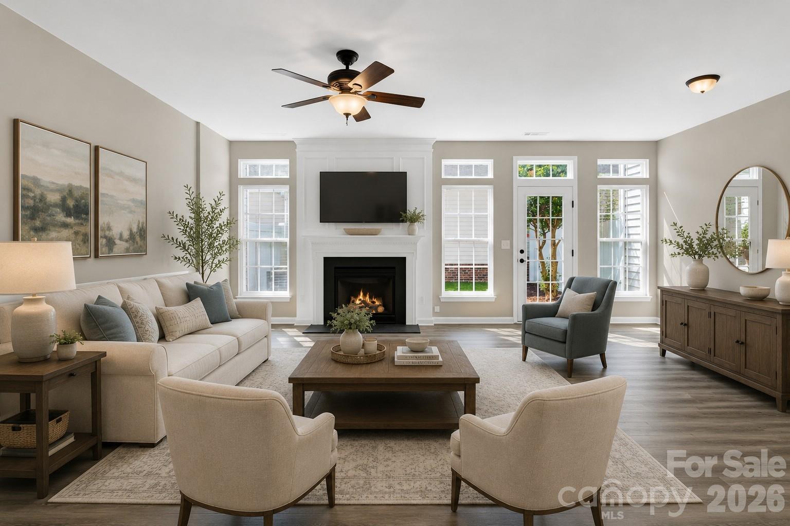 Family room virtually staged - 20528 Harbor View Drive, Cornelius