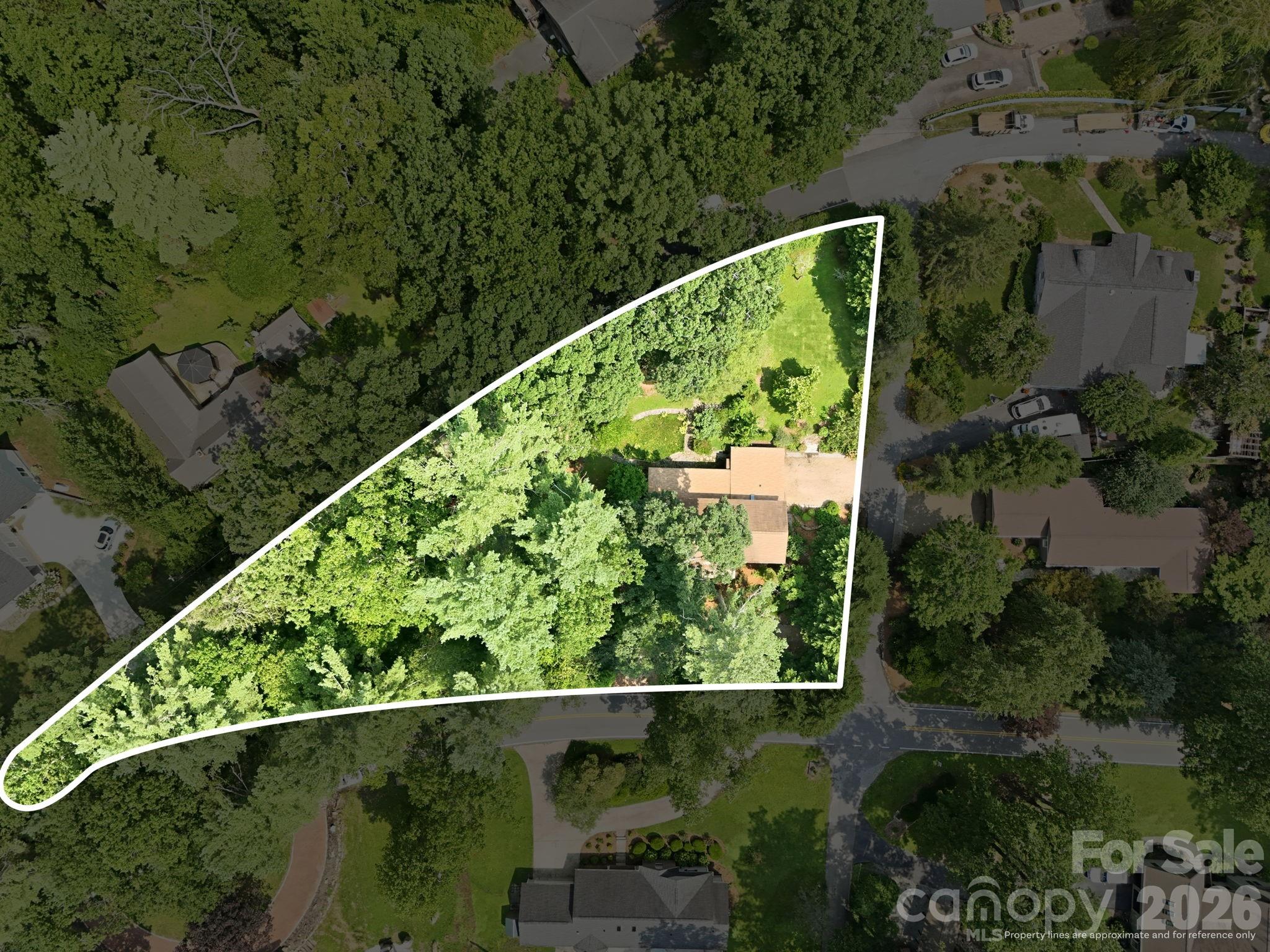 Aerial with approximate property lines - 1925 Laurel Park Highway, Hendersonville
