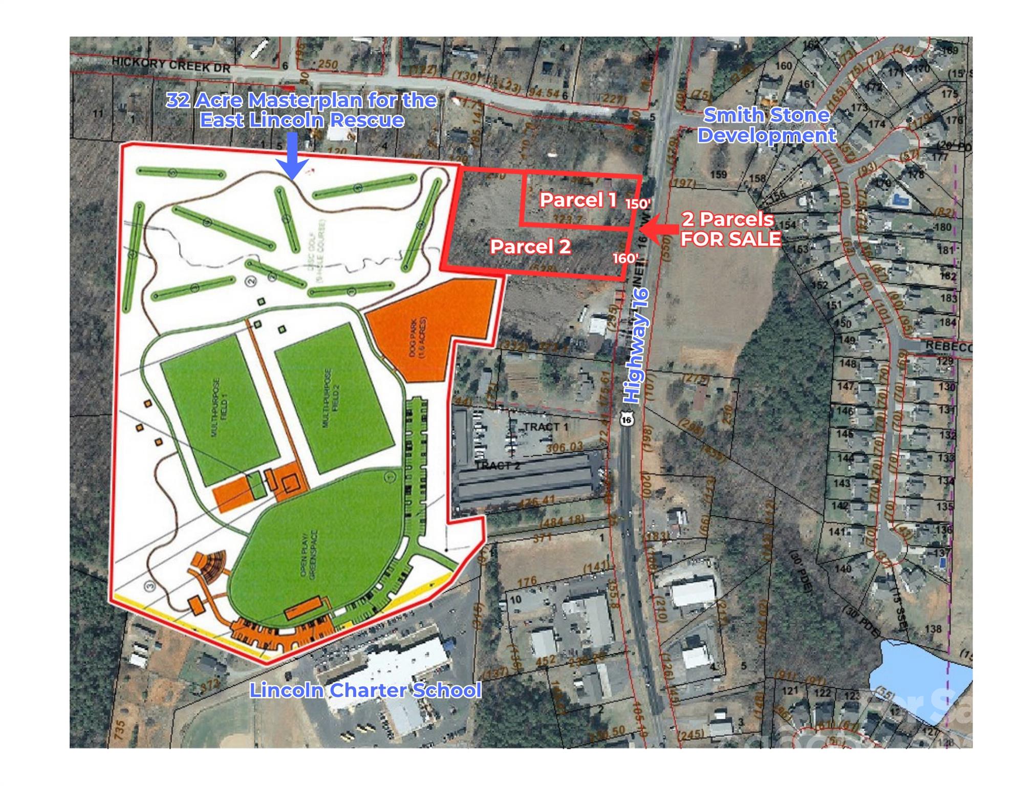 Conceptual site plan highlights the property's strategic location adjacent to the planned 32-acre East Lincoln Rescue campus, Lincoln Charter School, and the growing Highway 16 commercial corridor, underscoring its exceptional development potential. - 1753 N NC Hwy 16 Business Highway, Denver