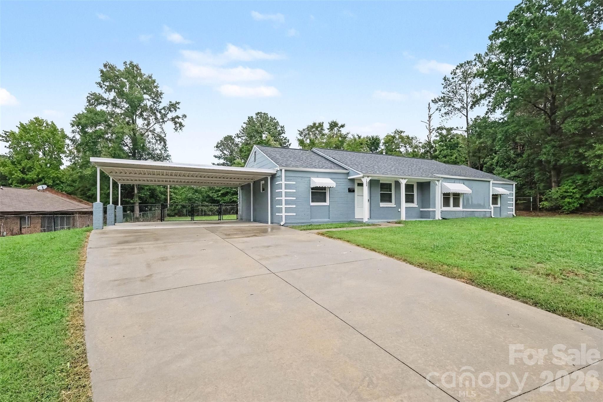 Front Exterior w/ carport - 1352 Steed Street, Rock Hill