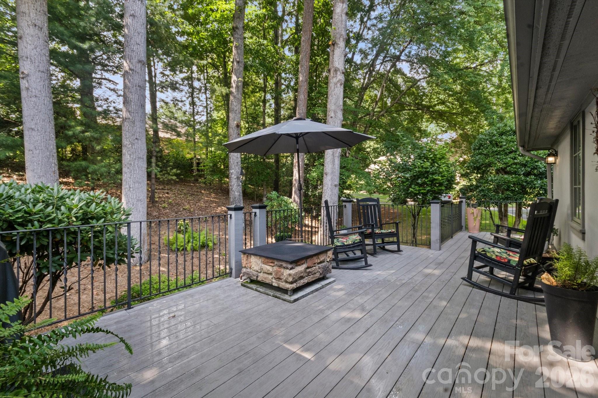 Private Side Deck with Fire Pit - 6 Jasmine Lane, Brevard