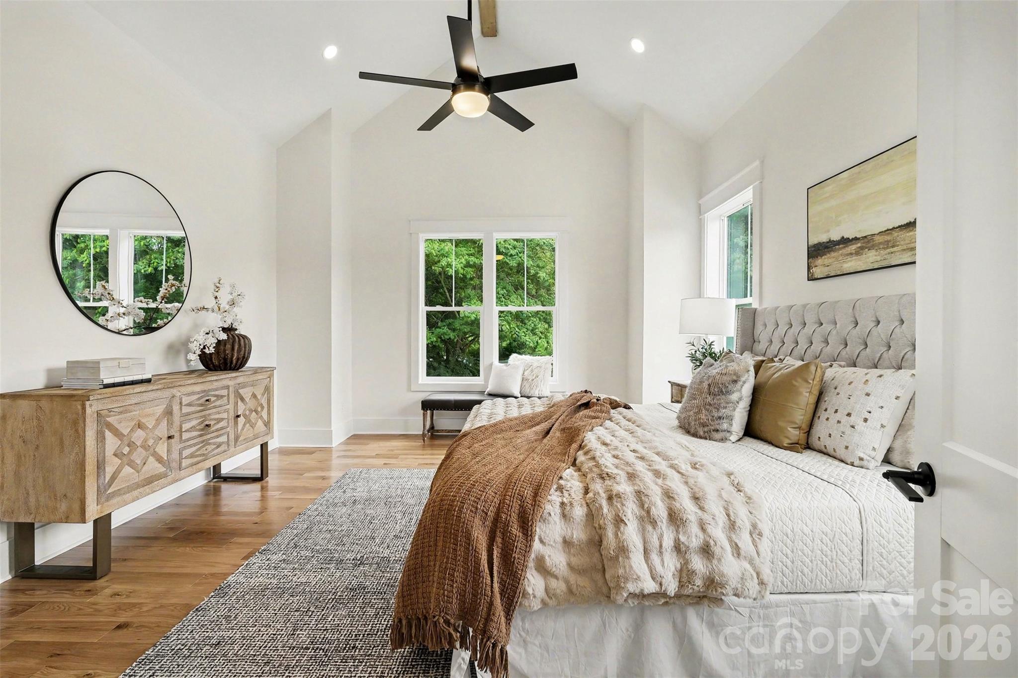 You'll love all the great natural light AND the 15-foot vaulted ceiling with cedar beam, too. - 6609 McNeely Road, Waxhaw