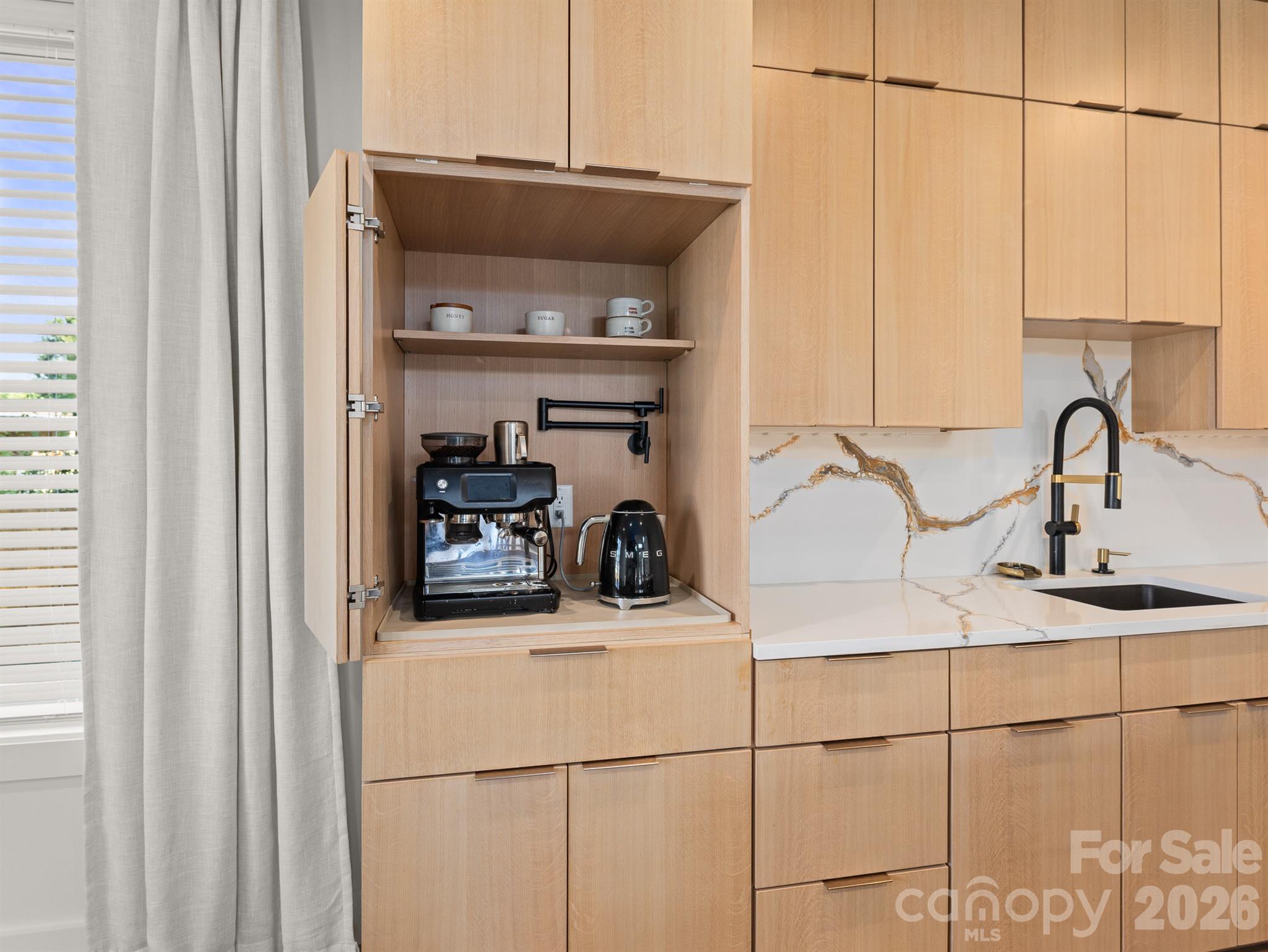 Coffee Station with Pot Filler and Garage Doors - 52 Klimovych Road, Hendersonville