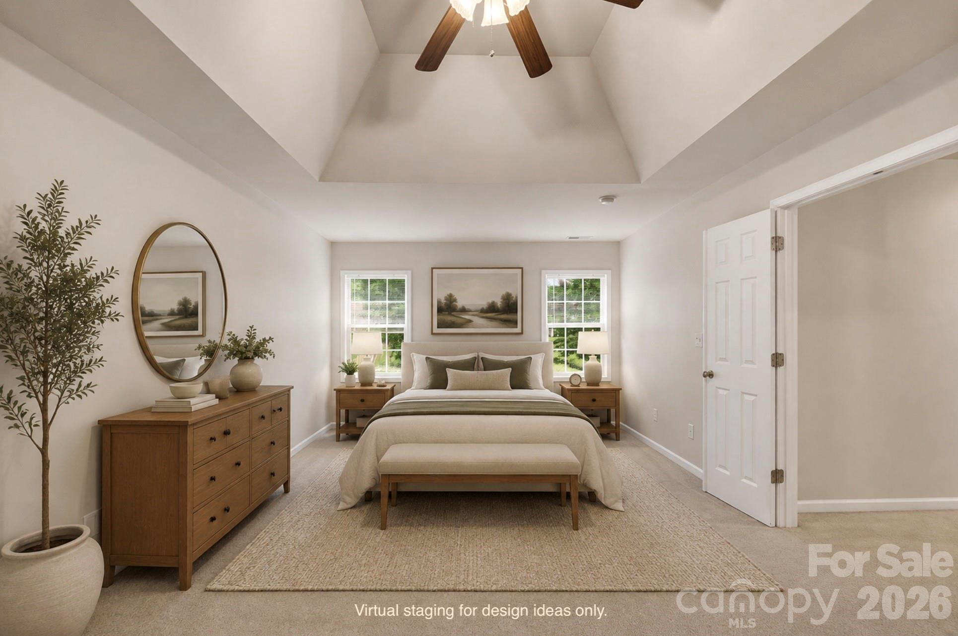 Master bedroom staged for ideas. - 125 Morrocroft Lane, Mooresville