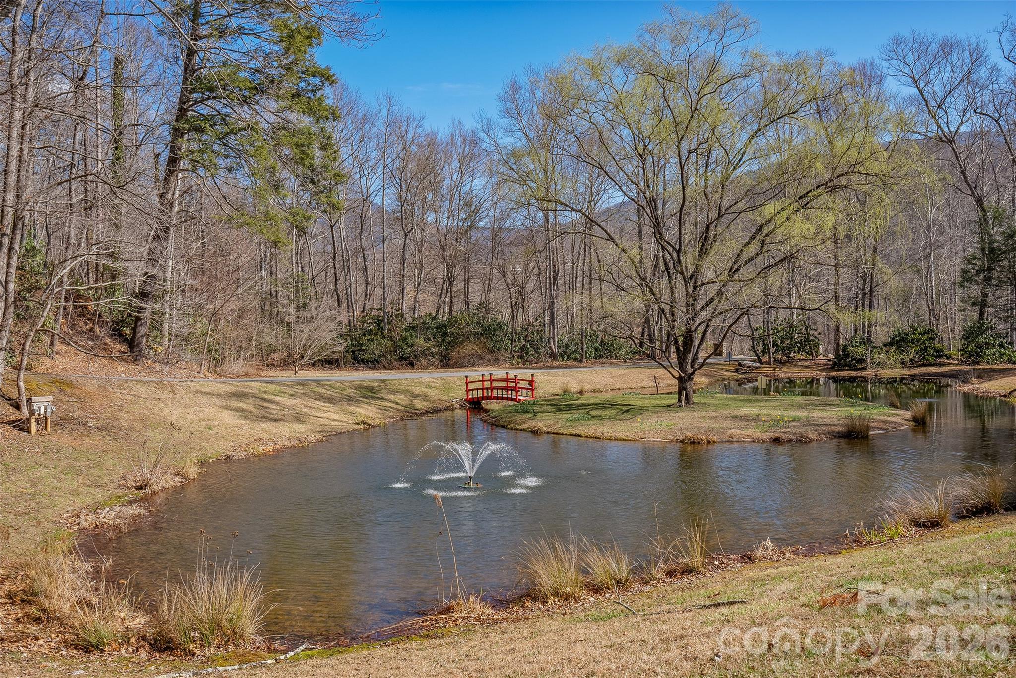 Another look at the pond and fountain. - 99999 Winding Poplar Road, Black Mountain