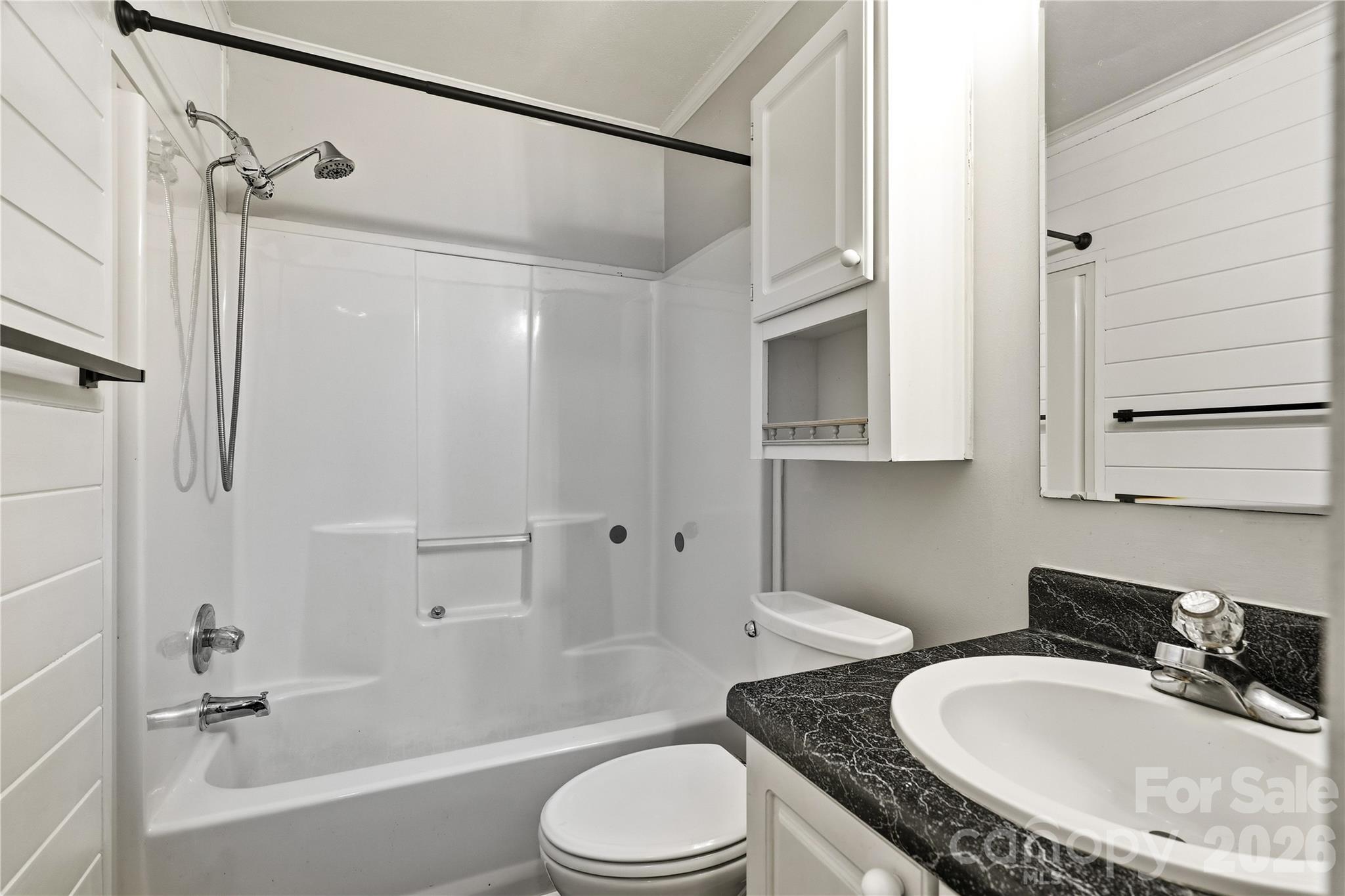 Bathroom with recently added shiplap wall - 3555 Lake Bluff Drive, Sherrills Ford