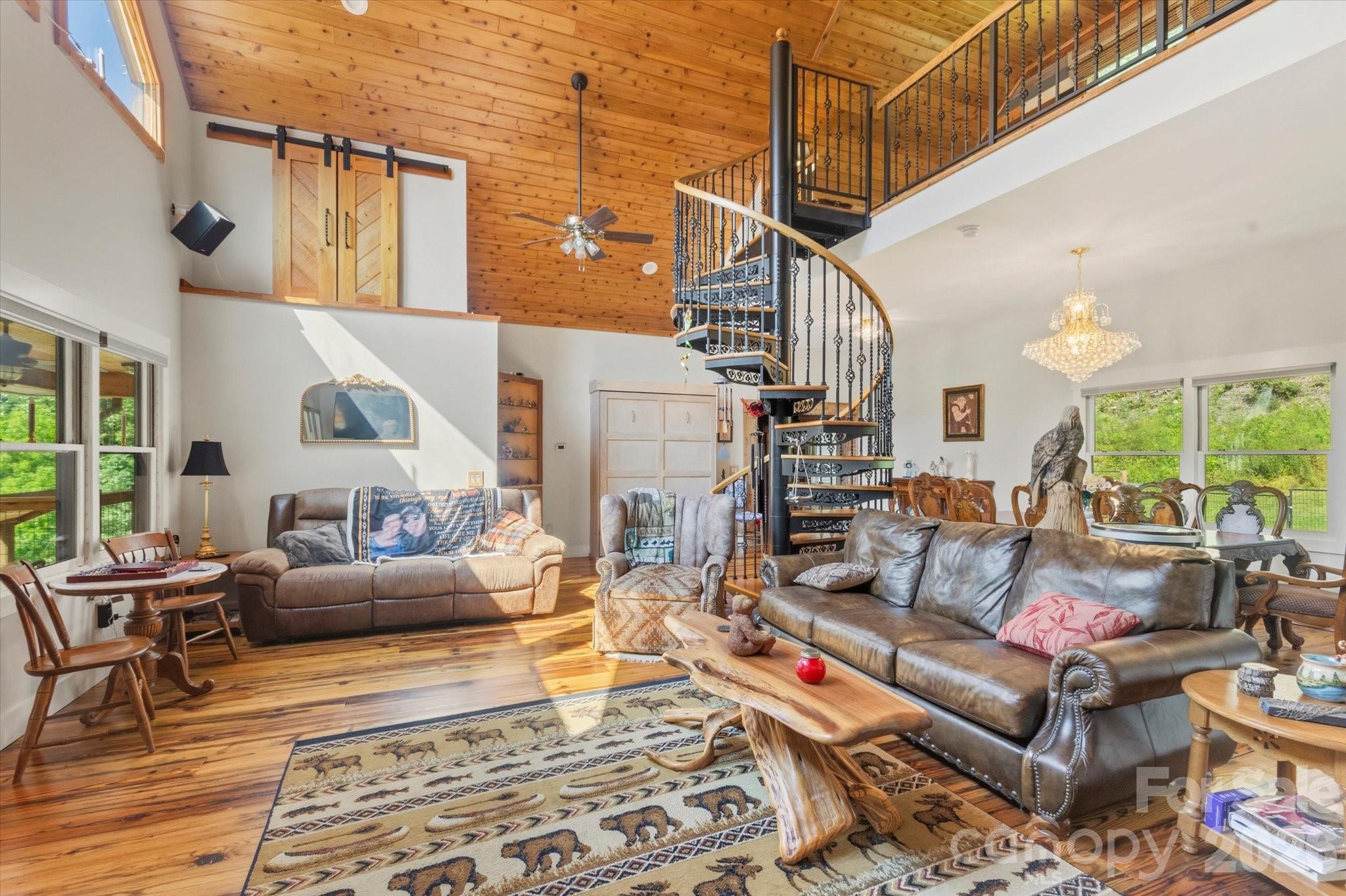 Great room from fireplace - 2533 Coopers Creek Road, Bryson City