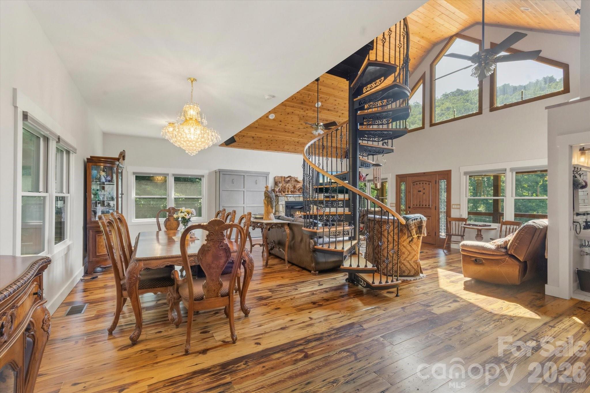 Dining area looking towards front of house - 2533 Coopers Creek Road, Bryson City