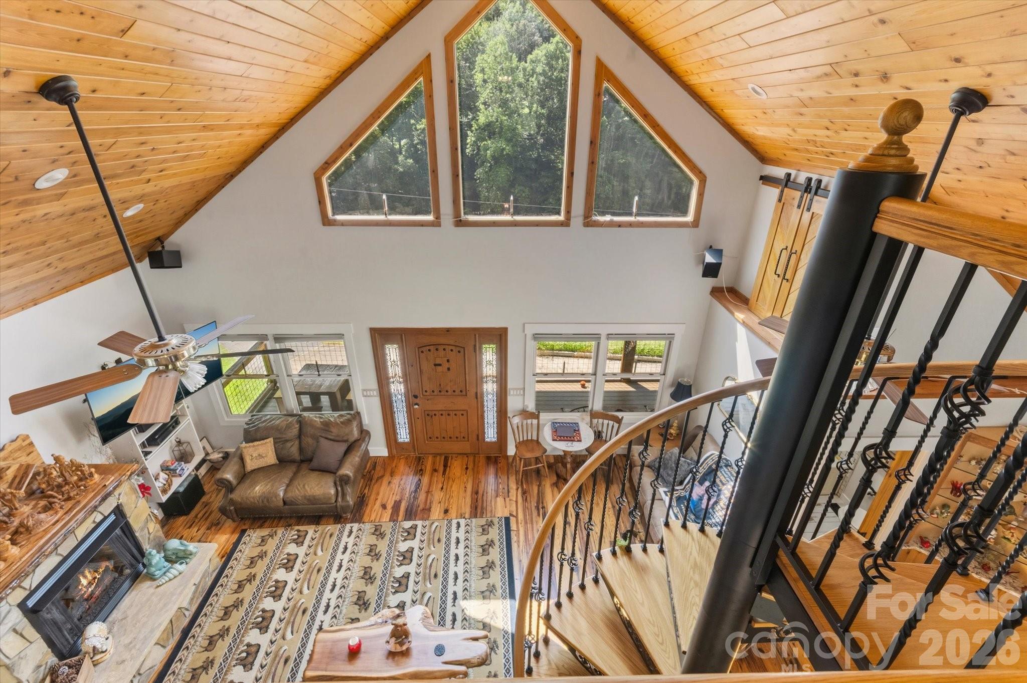 Great room from loft - 2533 Coopers Creek Road, Bryson City