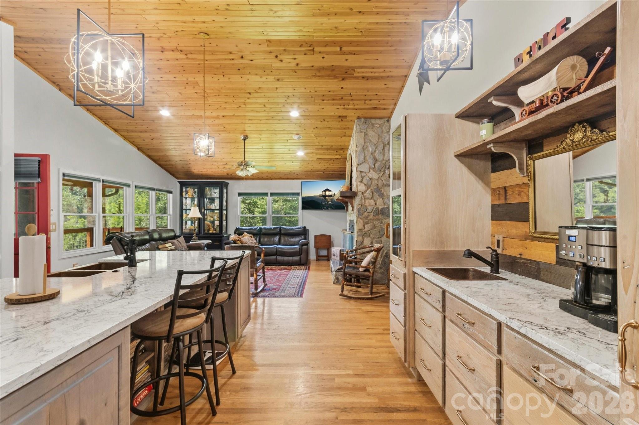 Kitchen looking towards family room - 2533 Coopers Creek Road, Bryson City