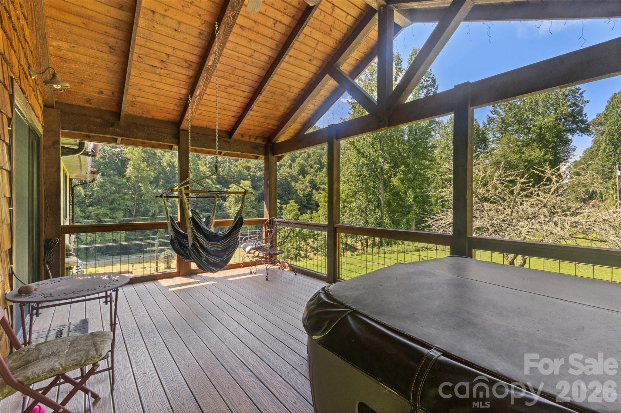 Screened porch with hot tub off main bedroom - 2533 Coopers Creek Road, Bryson City