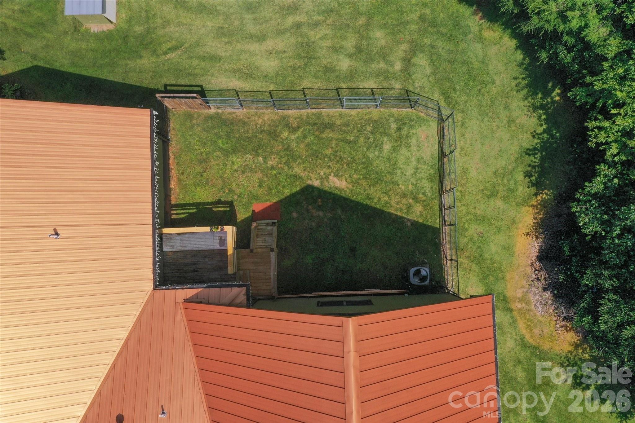 Aerial view of fenced dog area in back of home - 2533 Coopers Creek Road, Bryson City