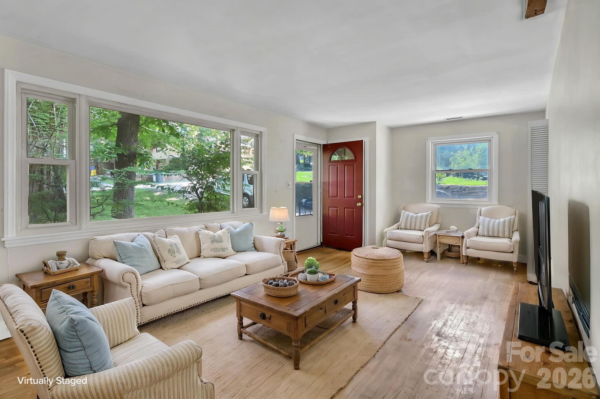 LR virtual staging - 297 White Pine Drive, Asheville