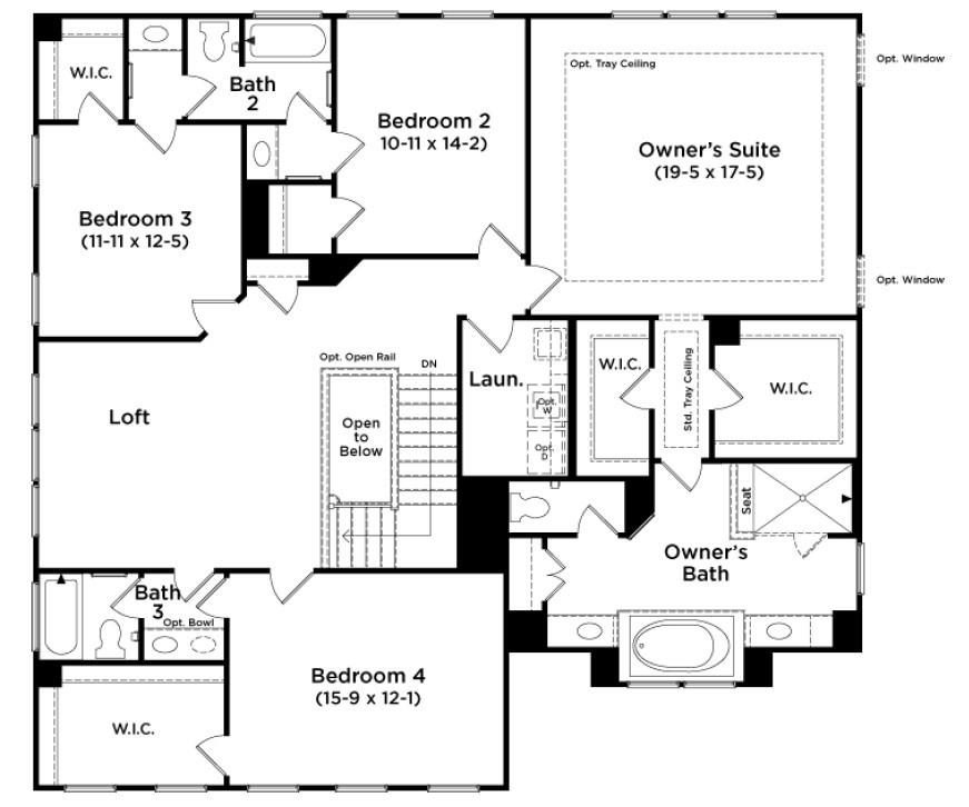 Floor Plan for Stonehaven Currently Under Construction - Second Floor - 3031 Grandiose Drive, Indian Trail
