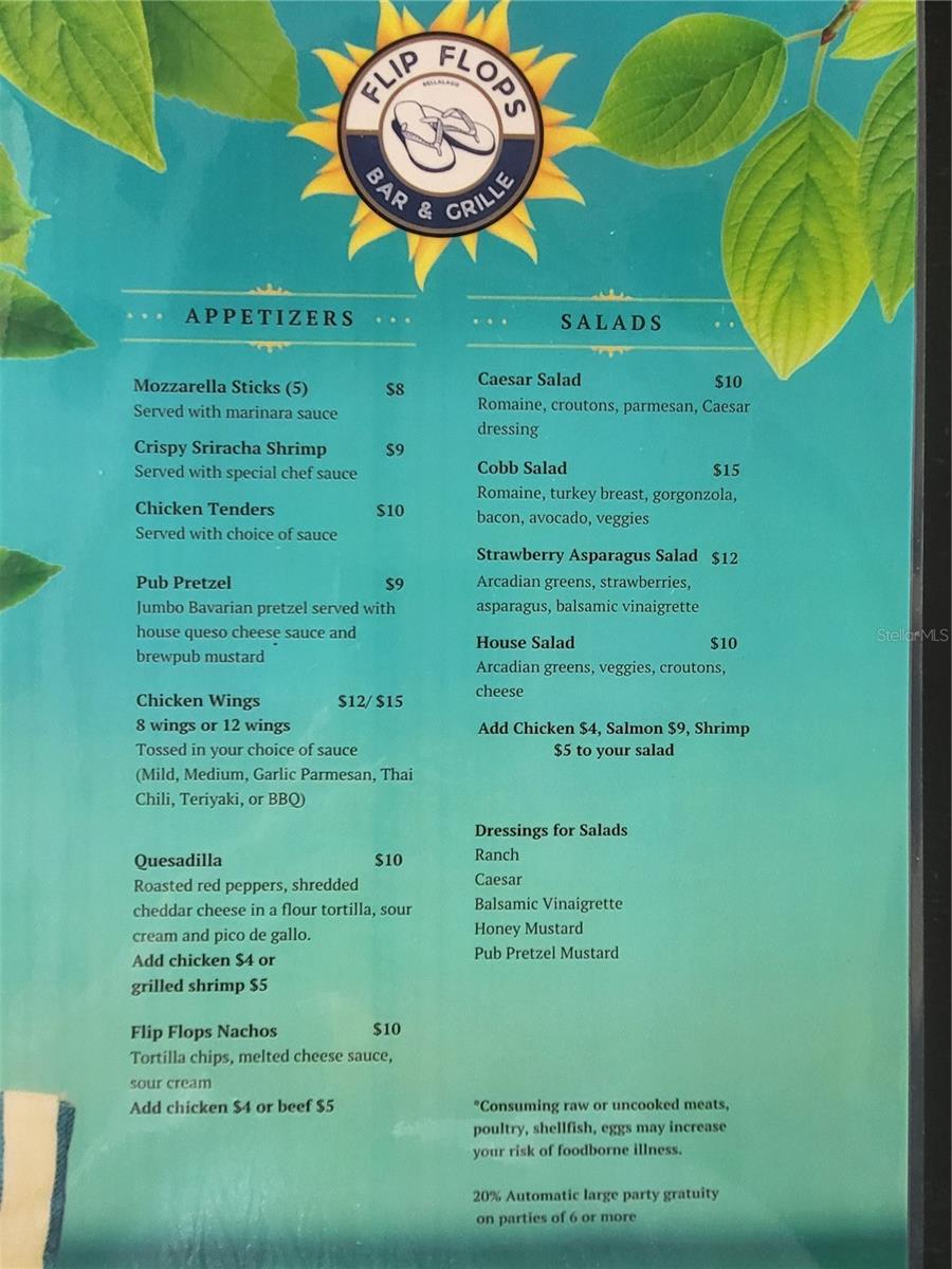 Pool Restaurant Menu - 3759 EAGLE ISLE CIR, KISSIMMEE