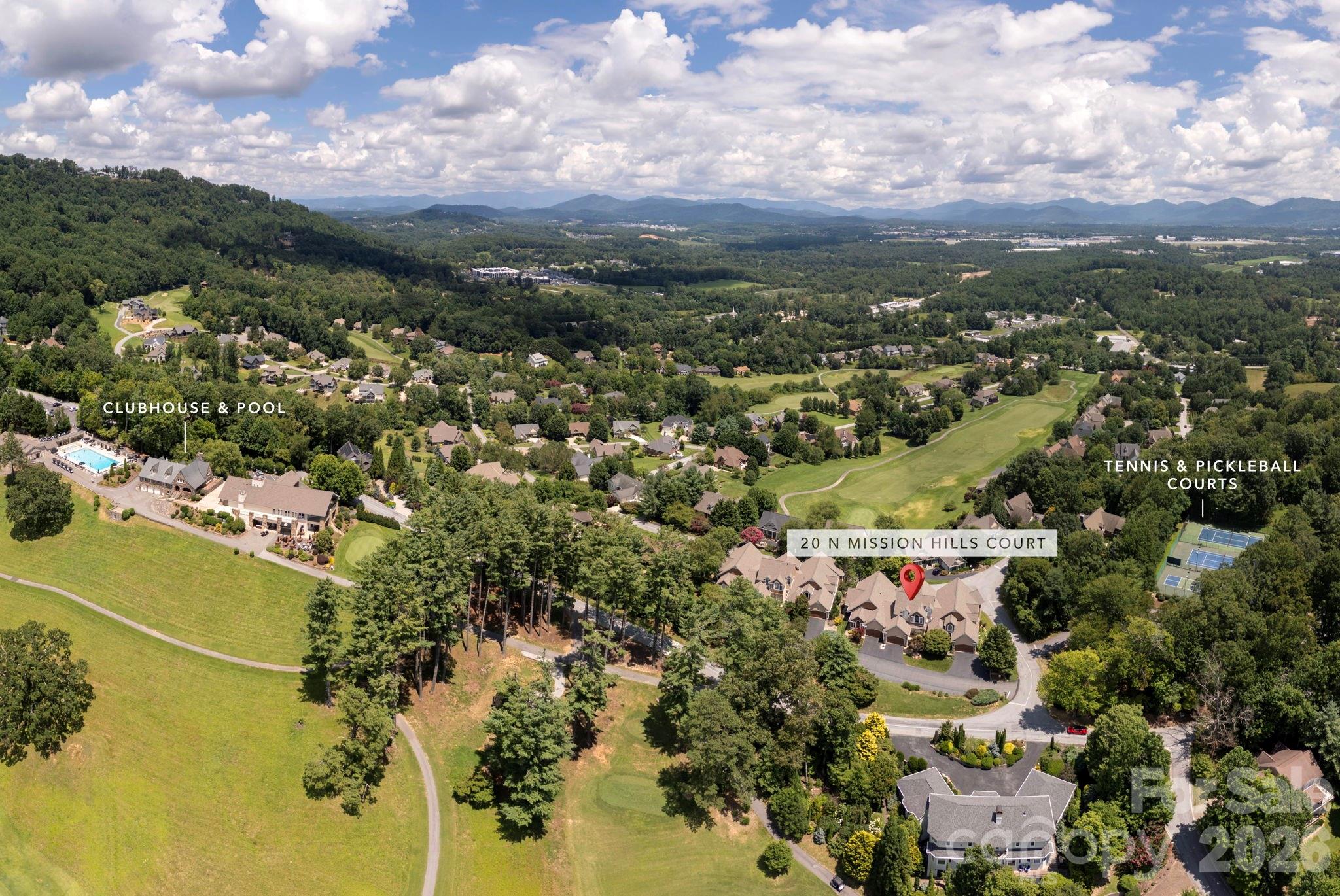 NE View with Chestnut Mountain Golf Club House and Facilities - 20 N Mission Hills Court, Mills River