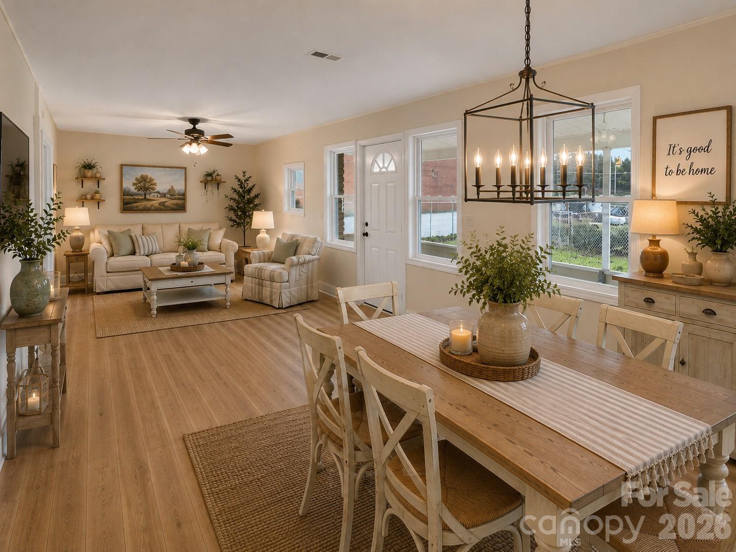 Living/Dining Rm Virtually Staged - 492 Riverbend Street, Waynesville