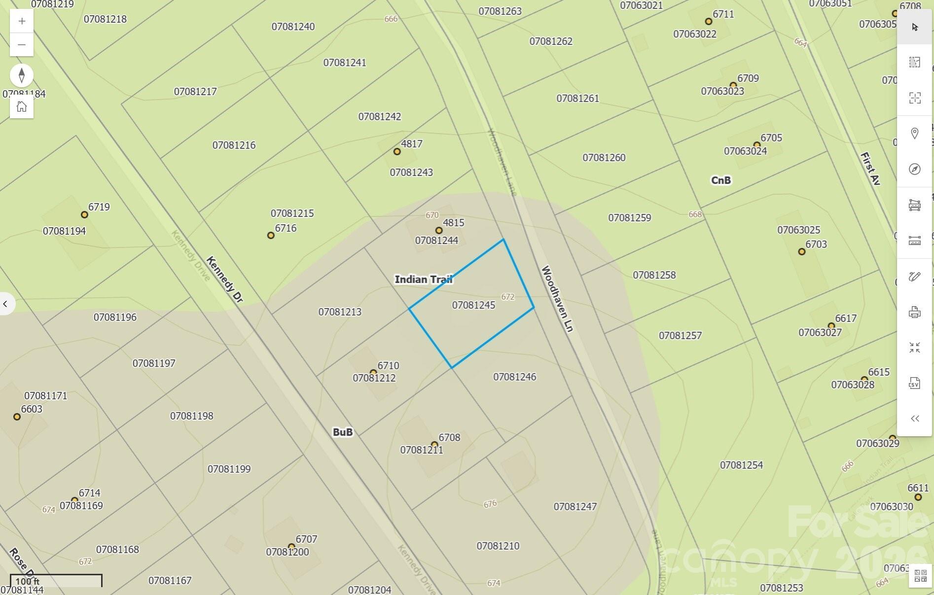 GIS. Please note the MLS location is incorrect - 0 Woodhaven Lane, Indian Trail