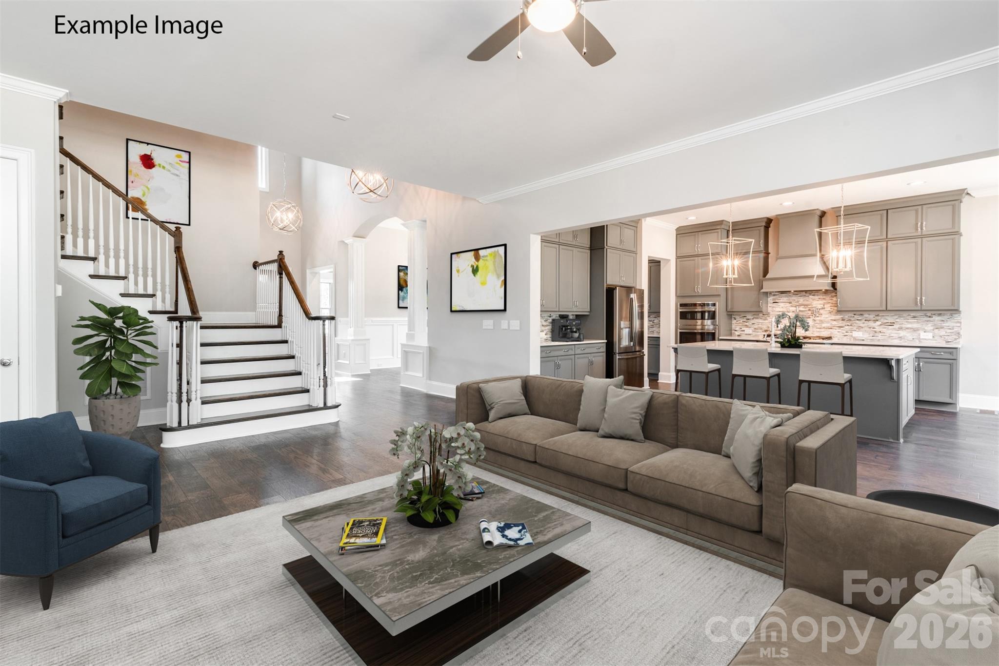 Example Photo - Family Room/Kitchen *Virtually Staged* - 10919 Tyler Brook Lane, Mint Hill