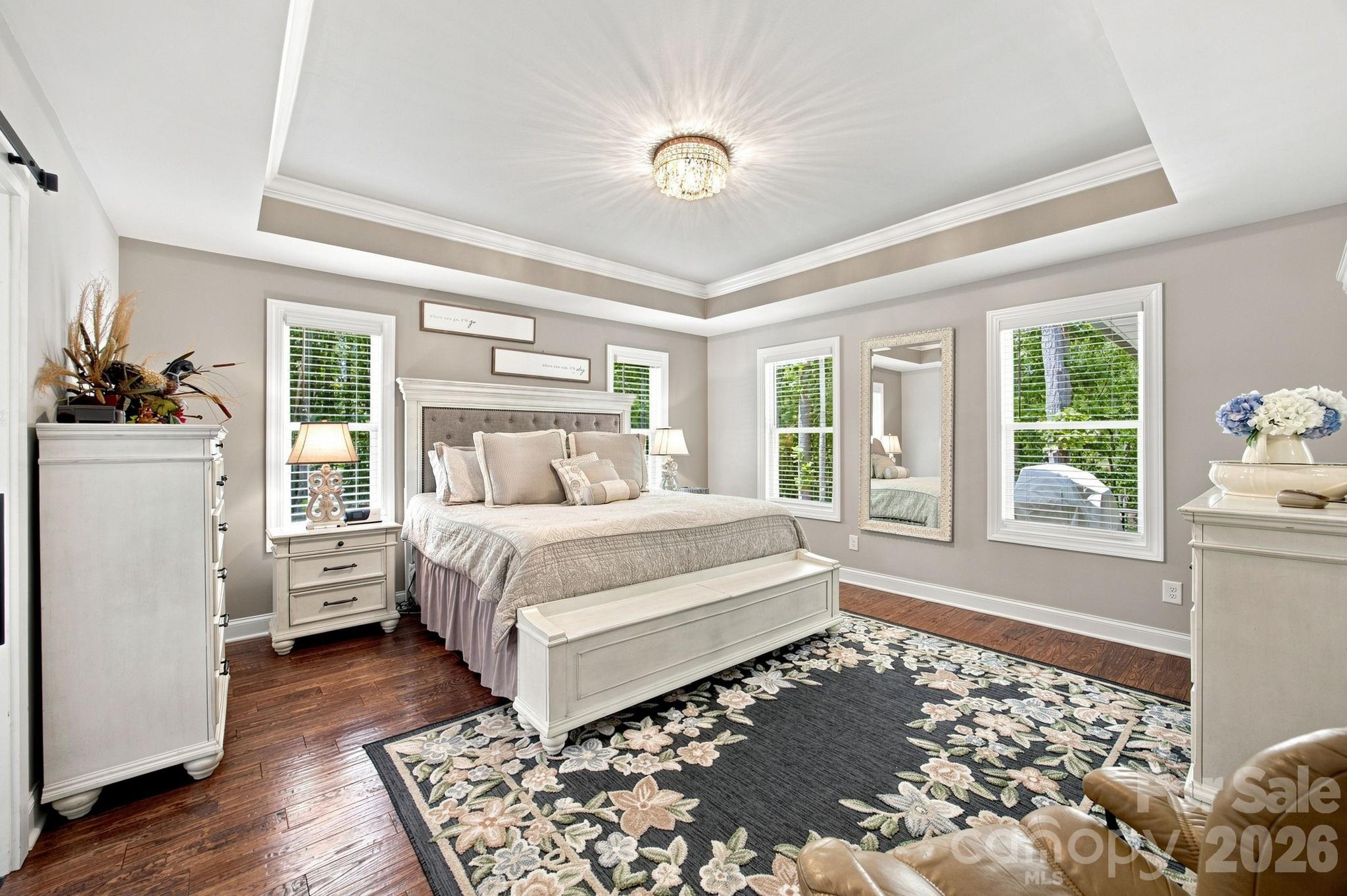 Serene Primary Bedroom with tray ceiling. - 116 Harbor Ridge Drive, Statesville