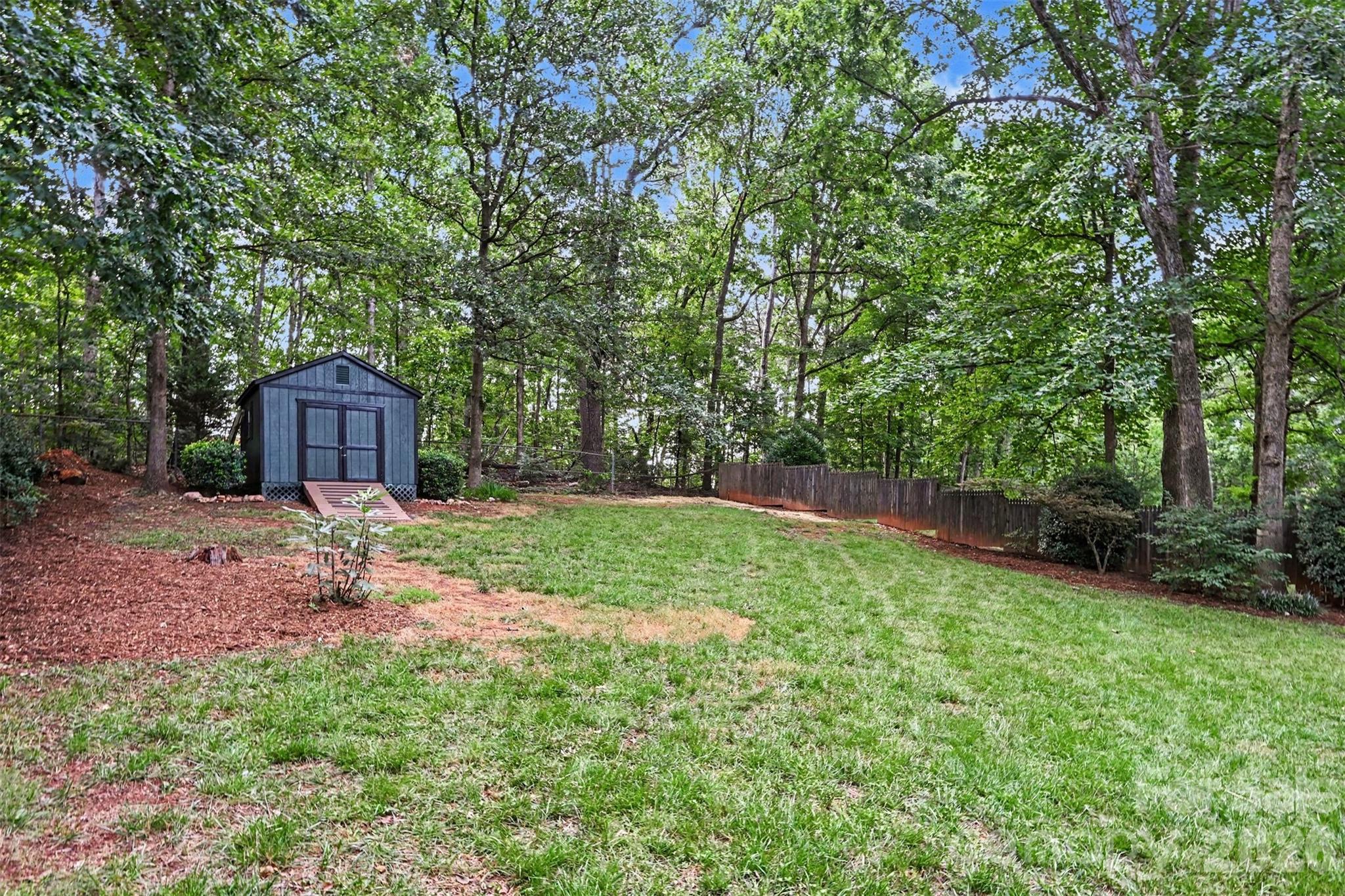 Fenced Backyard with Storage Shed - 1928 Twin Ponds Drive, Hickory
