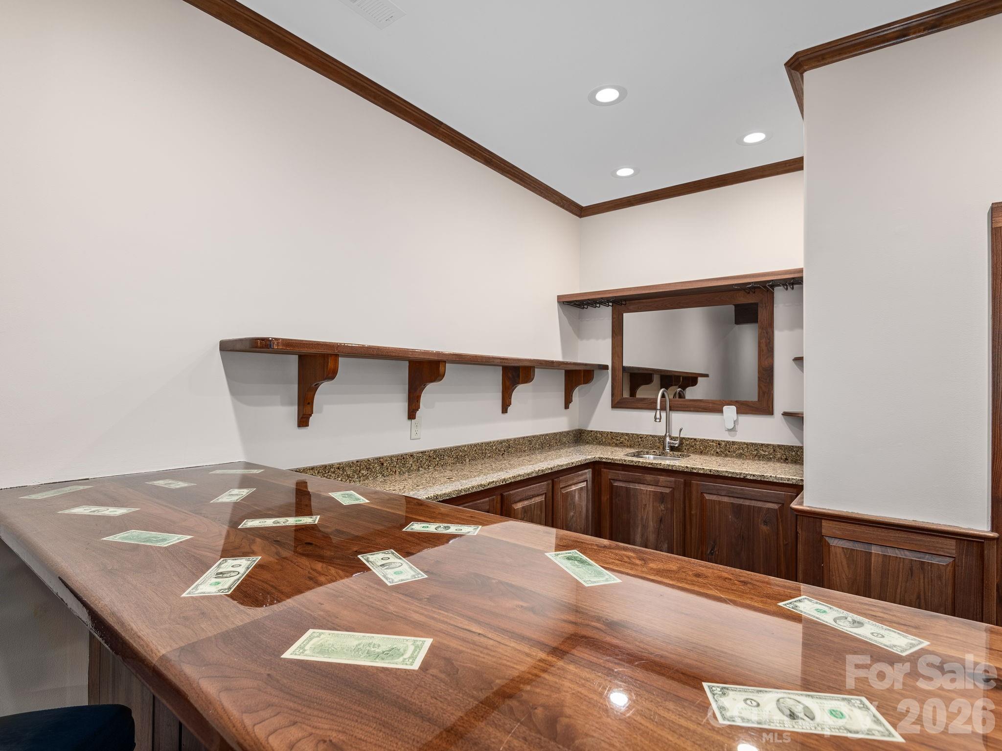 Full Entertaining Bar and sink. - 248 Wisdom Cove Road, Flat Rock