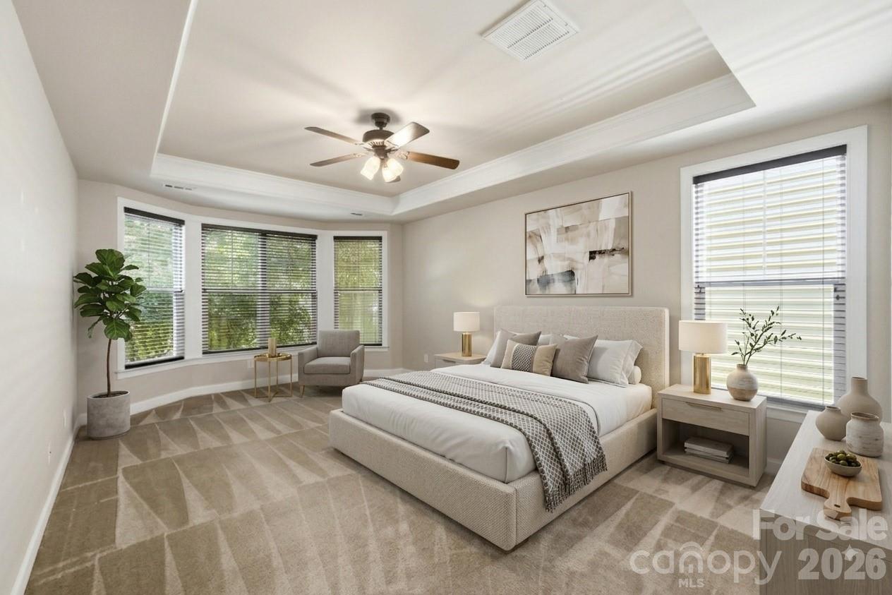 Virtually Staged Primary Bedroom - 3016 Connells Point Avenue, Waxhaw