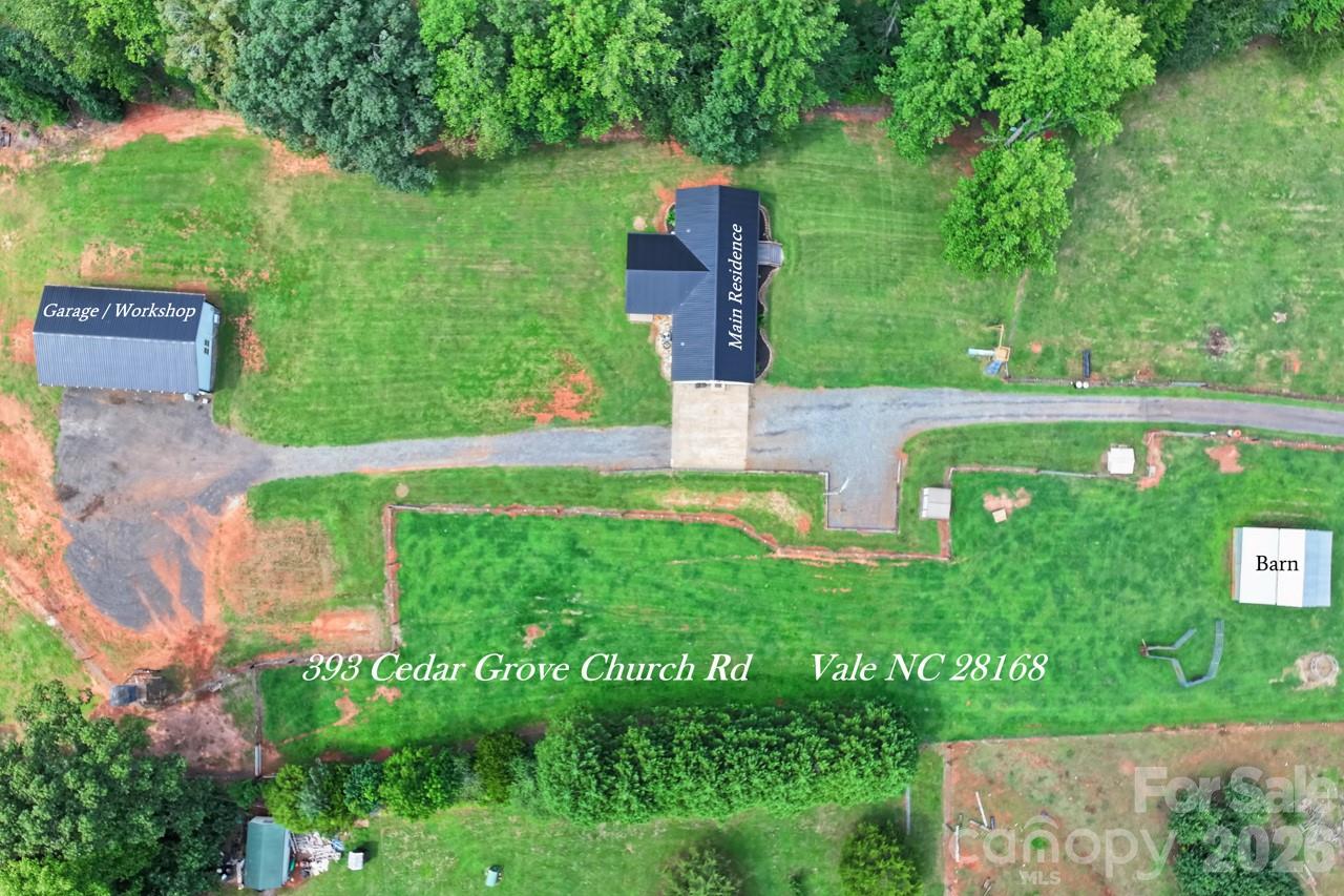 Over head drone view of property - 393 Cedar Grove Church Road, Vale