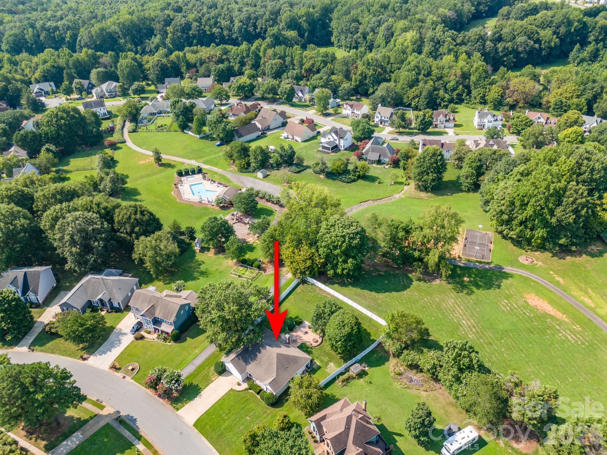 Aerial view of home and common area - 12524 Willow Grove Way, Huntersville