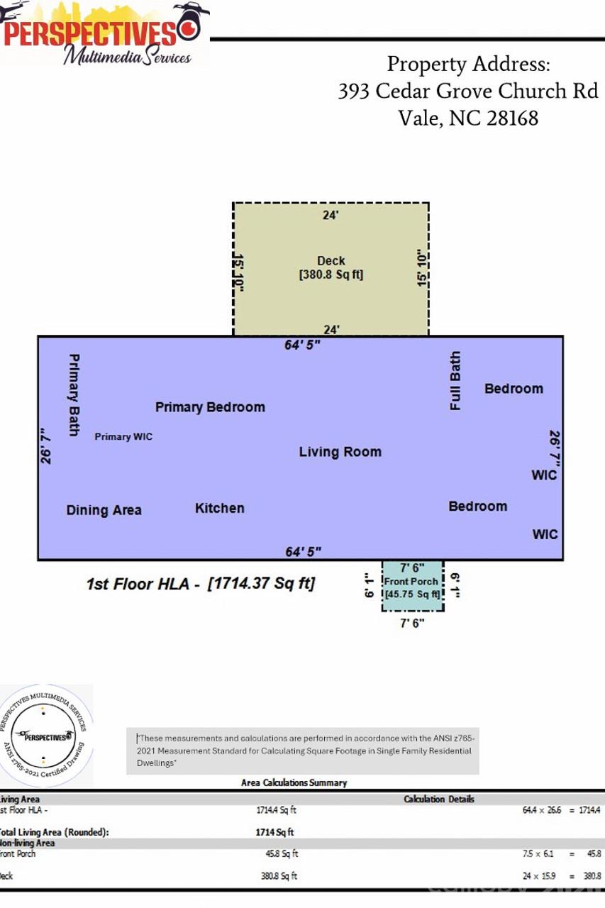 Floor plan - square measurements - 393 Cedar Grove Church Road, Vale