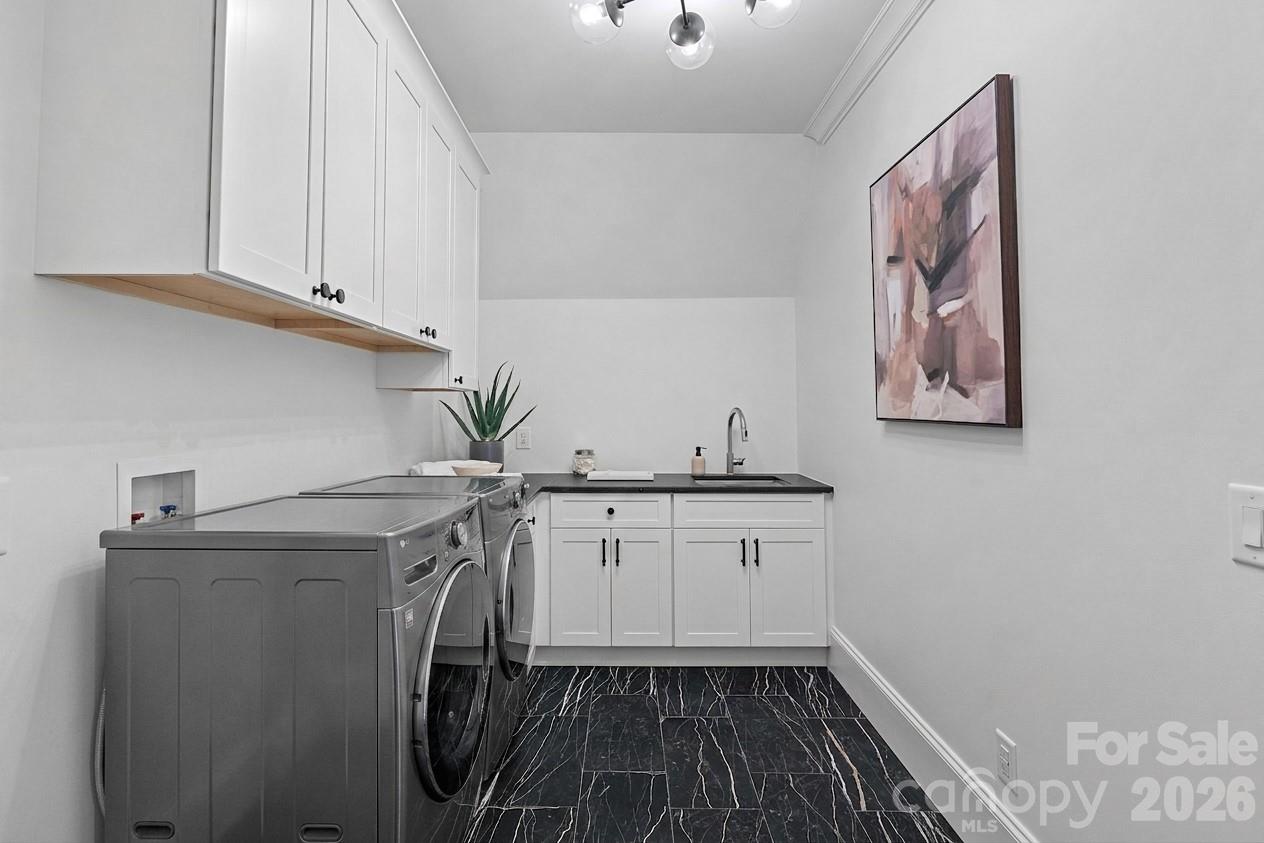 Washer & Dryer are virtually staged - 101 S Longfellow Lane, Mooresville