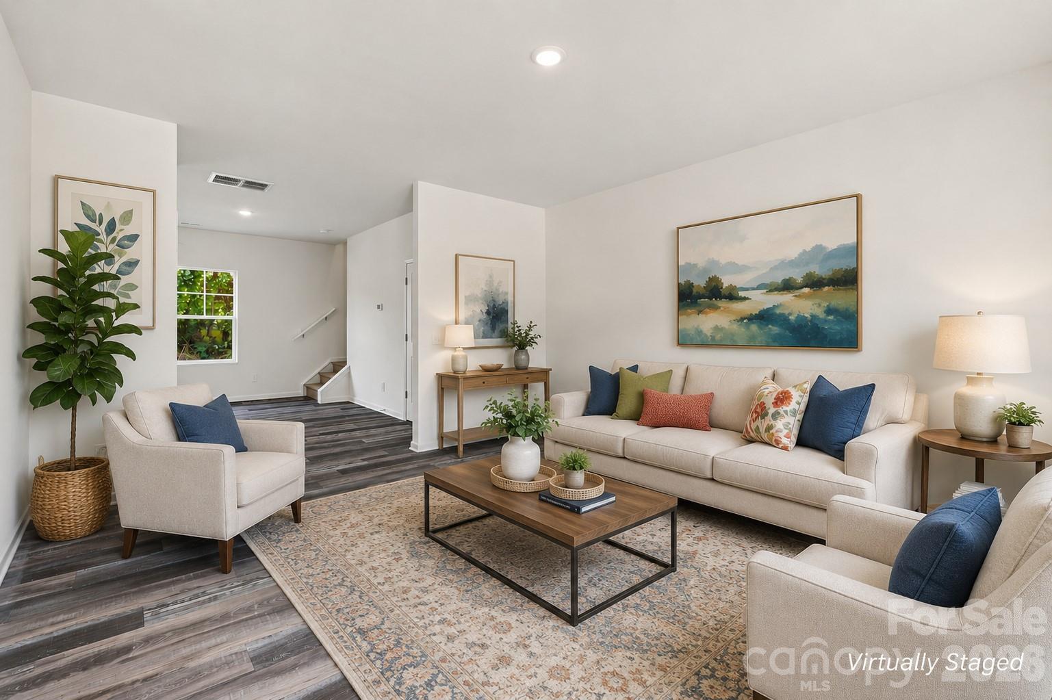 Virtually Staged Living Room - 2604 Greencrest Lane, Statesville
