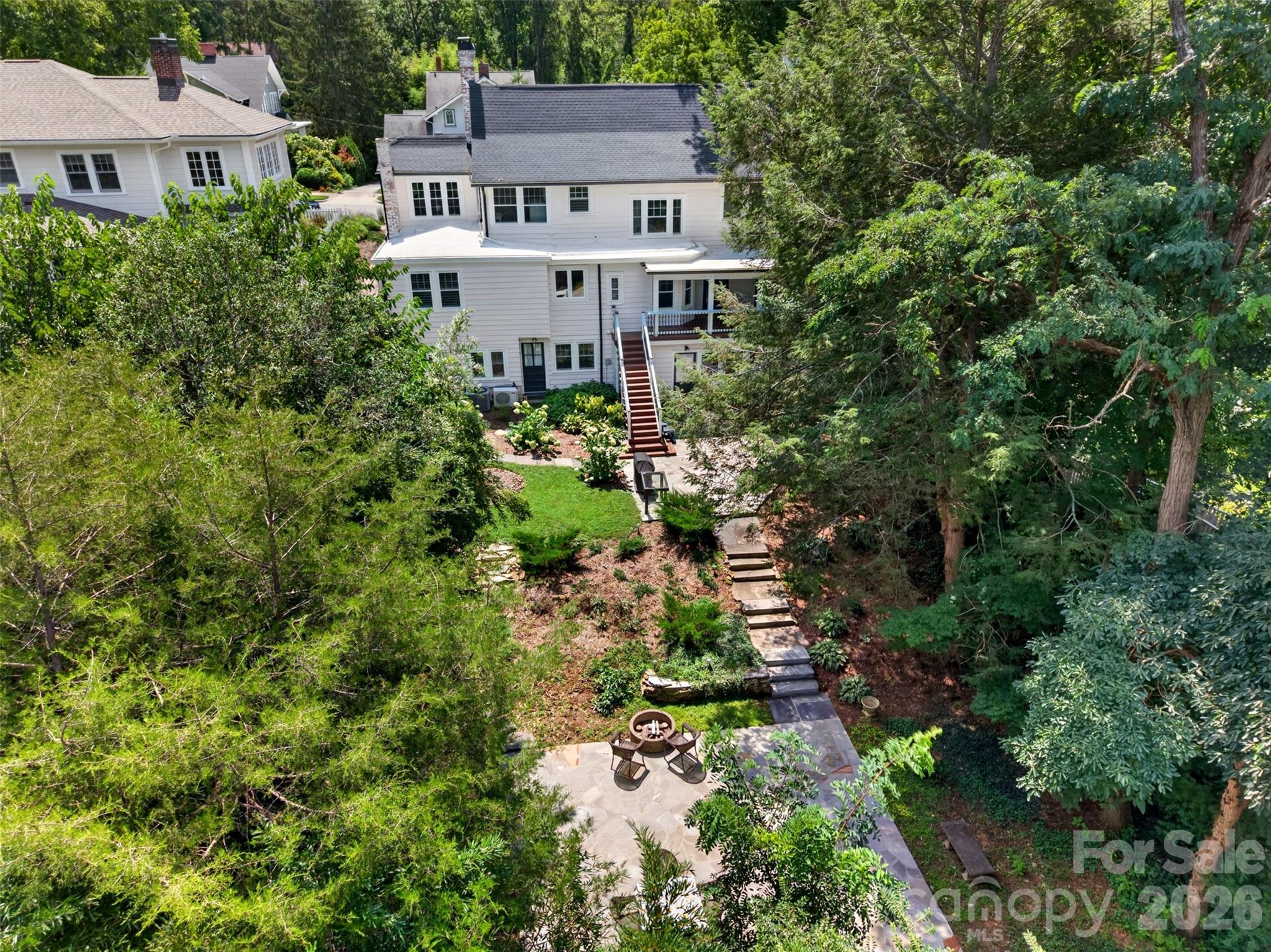 Back yard view and house - 55 Edgemont Road, Asheville
