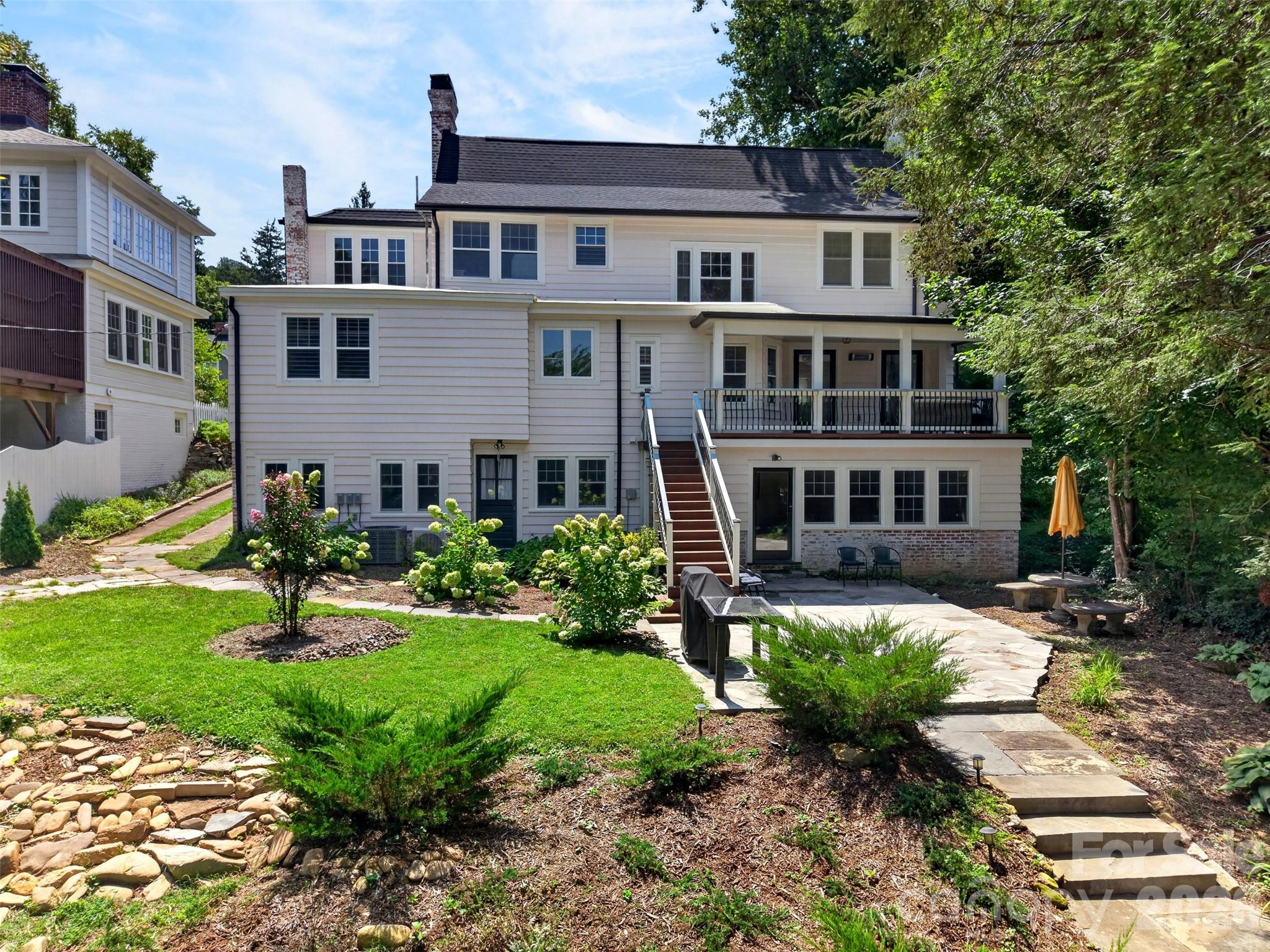Back of house and terraced gardens - 55 Edgemont Road, Asheville