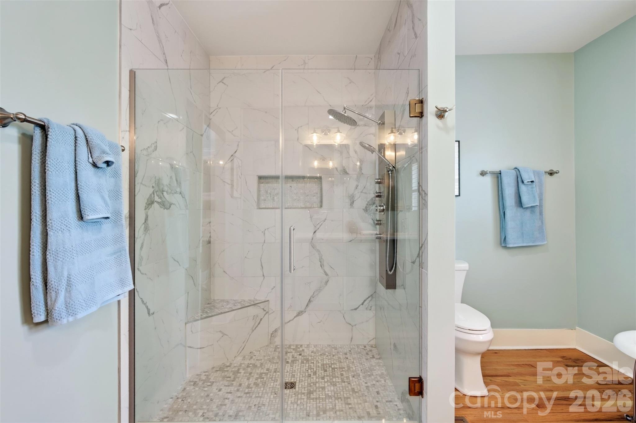 Primary bathroom shower - 55 Edgemont Road, Asheville