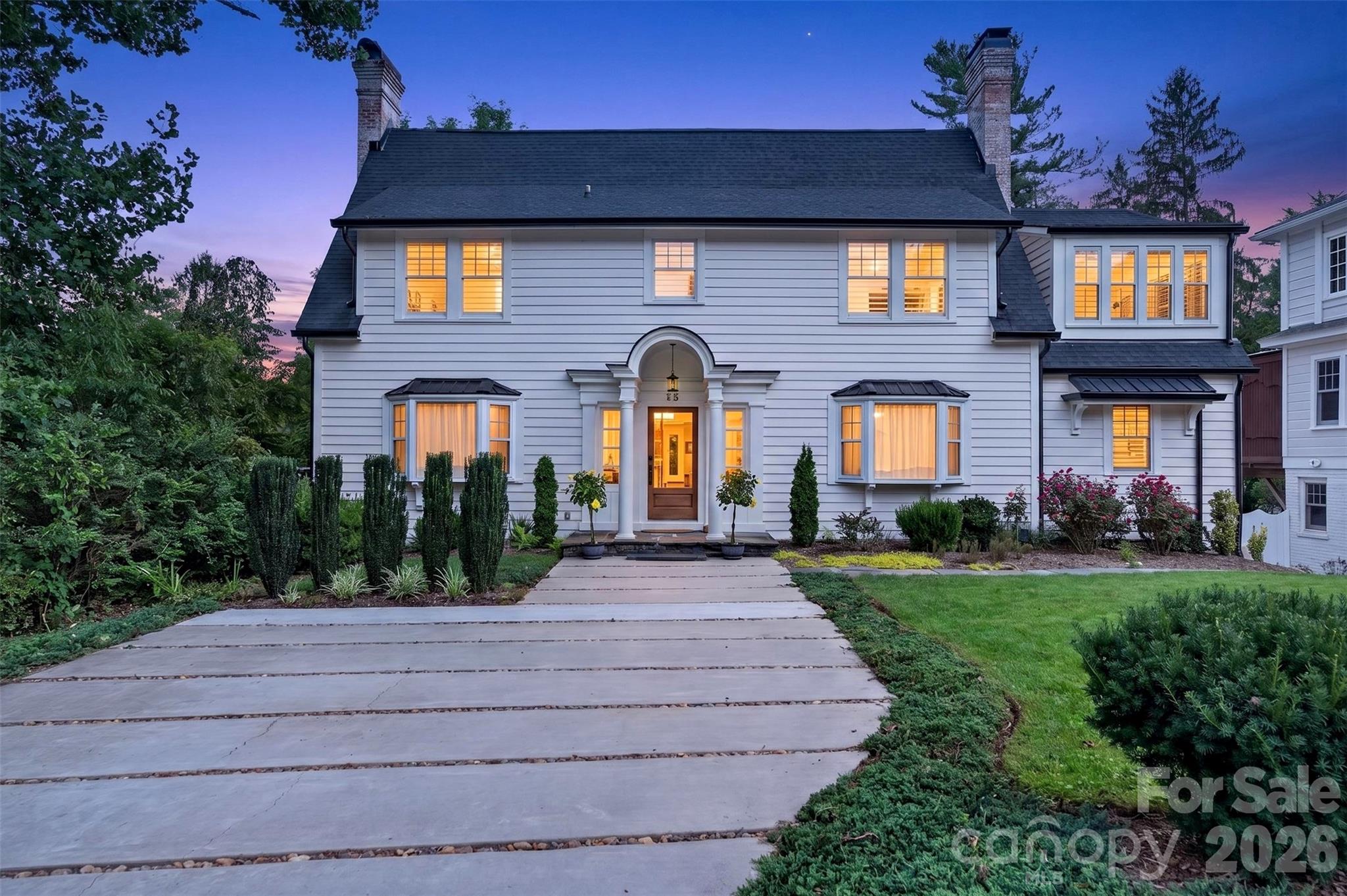 Front of house twilight - 55 Edgemont Road, Asheville