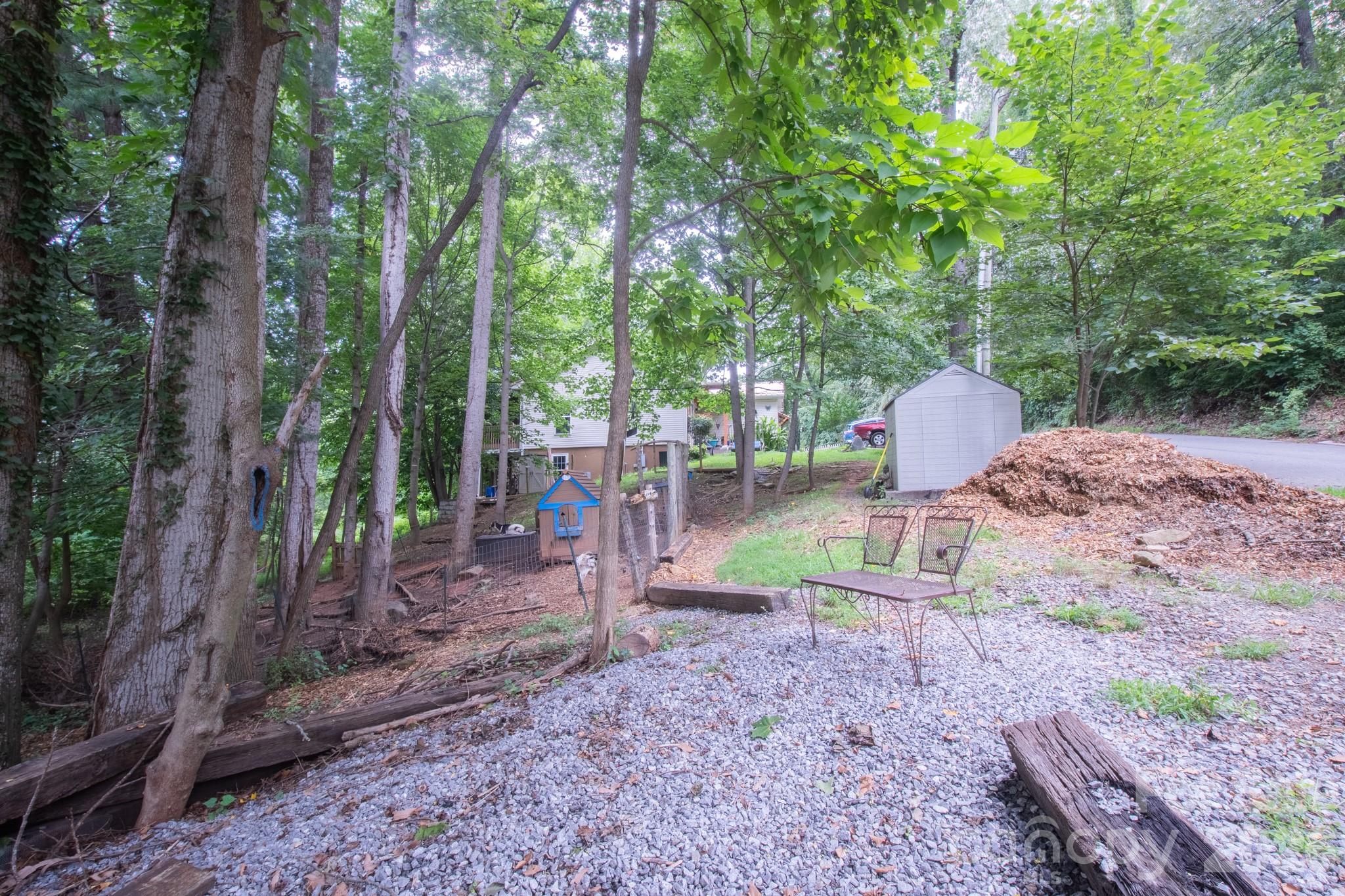 Parking area near the road in great neighborhood. Shed not included with the land. - 99999 Rumbough Place, Asheville