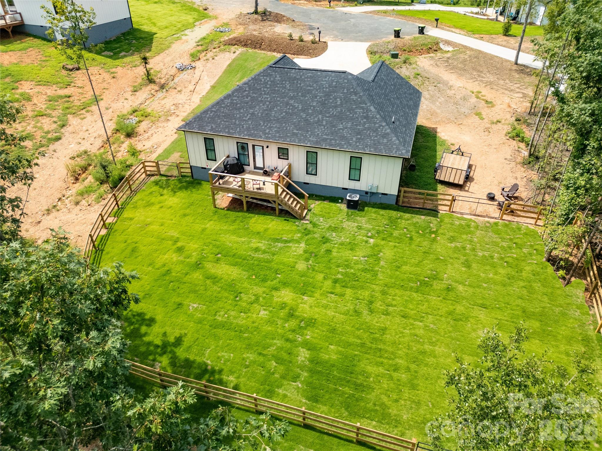 House from the air in the back before completion of sod and mulch. - 98 Lexxi Lane, Tryon