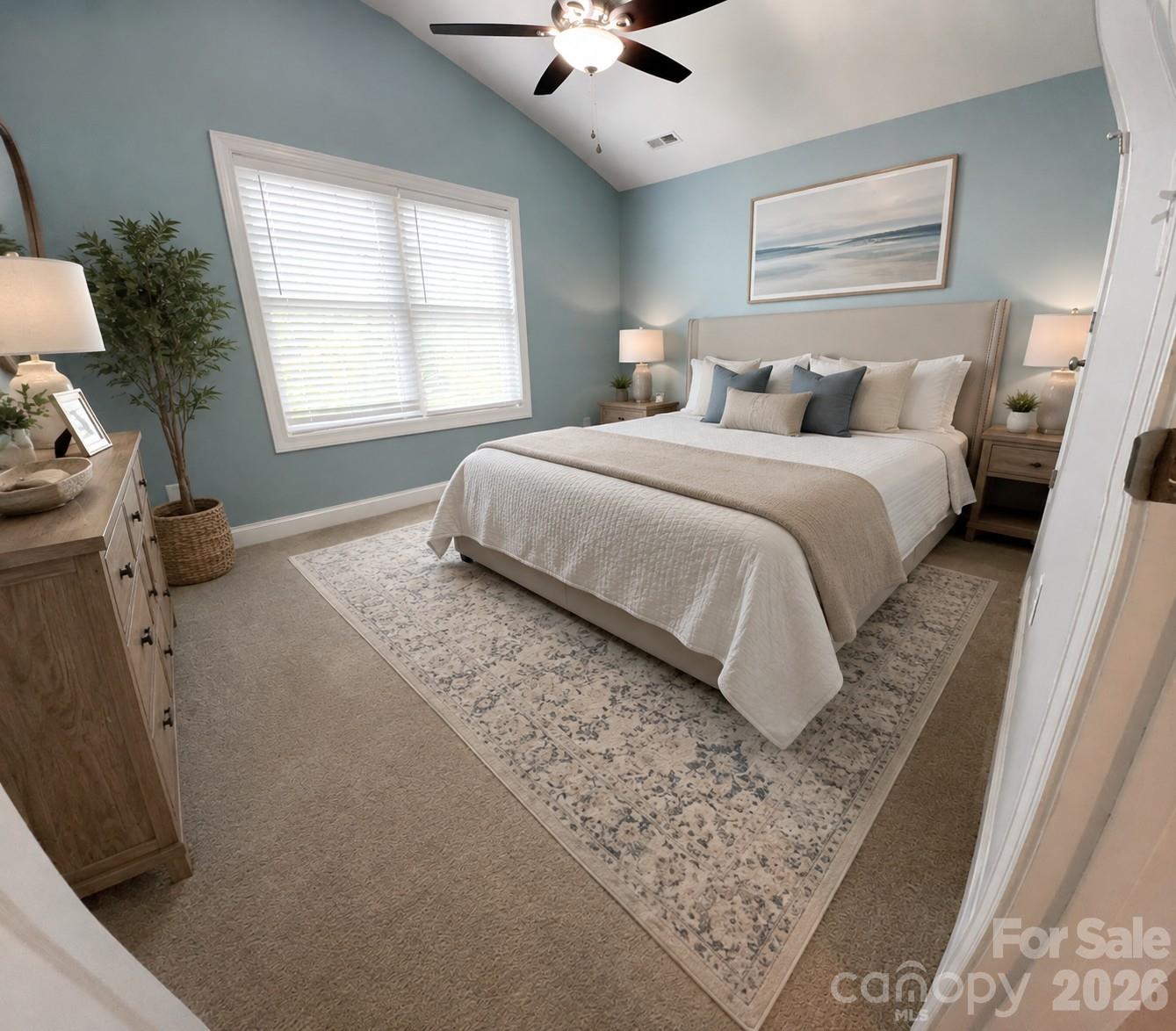 Main bedroom-virtual stage - 212 Old Centergrove Road, Kannapolis