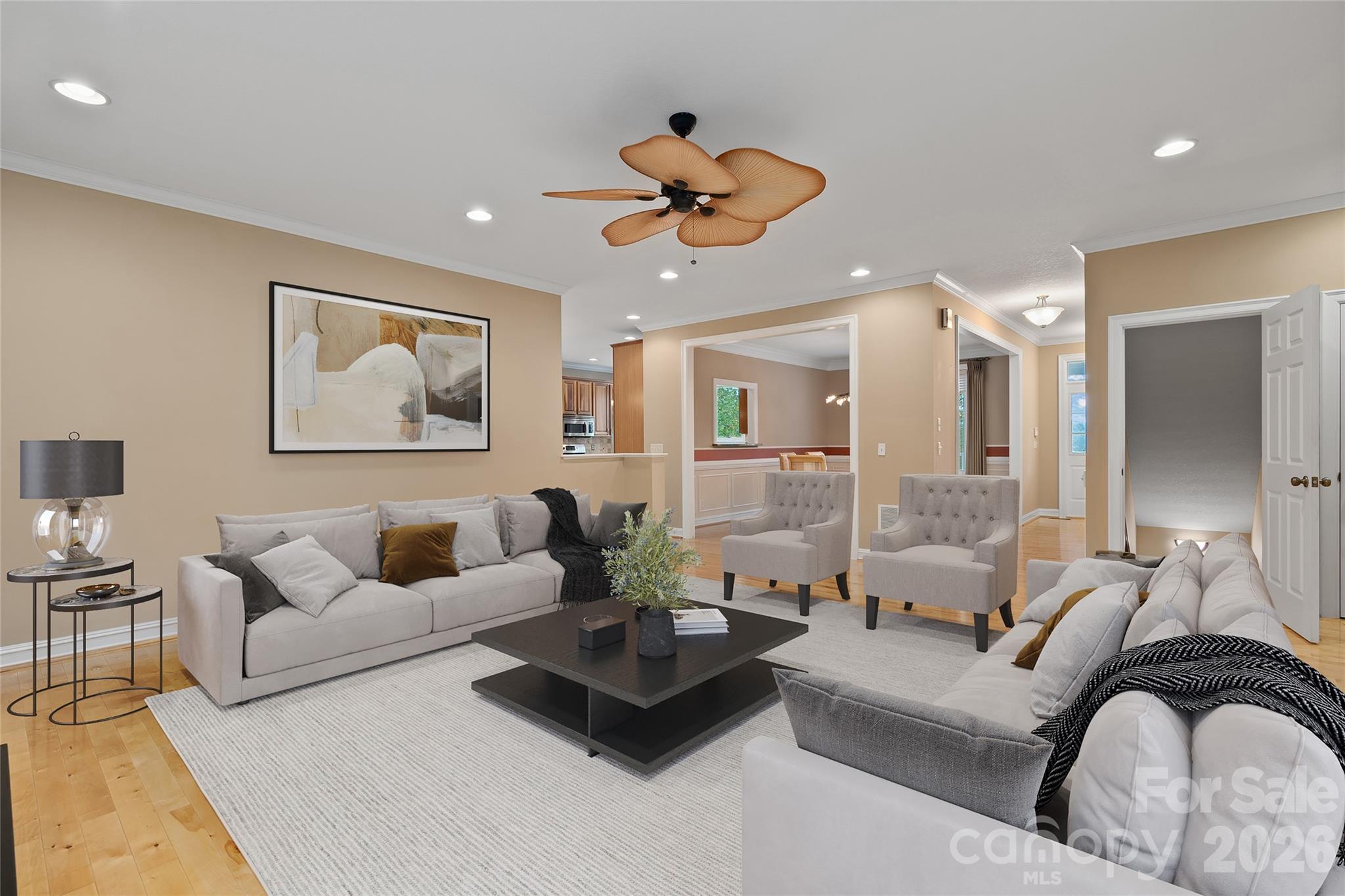 Living Room Virtually Staged - 23 Clear Vista Drive, Asheville