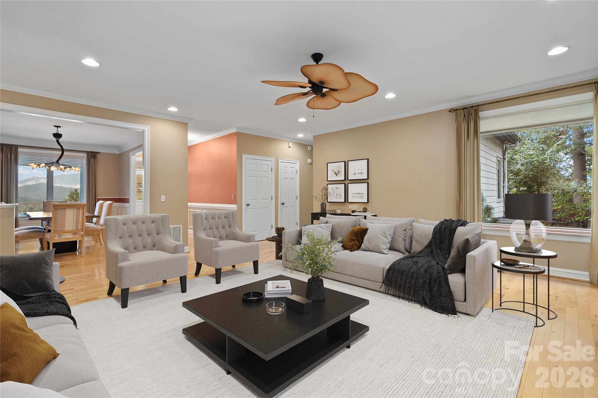 Living Room Virtually Staged - 23 Clear Vista Drive, Asheville