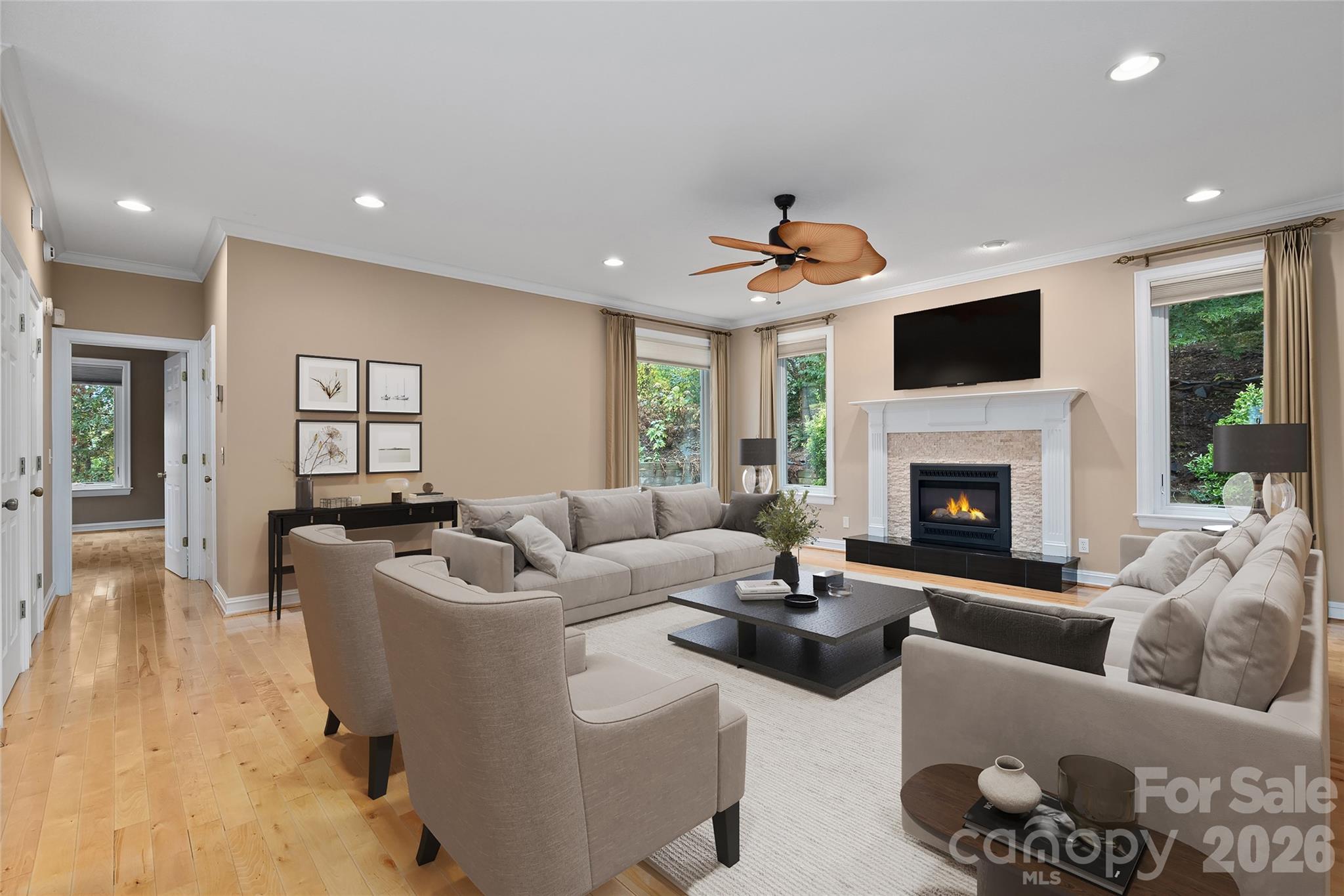 Living Room Virtually Staged - 23 Clear Vista Drive, Asheville