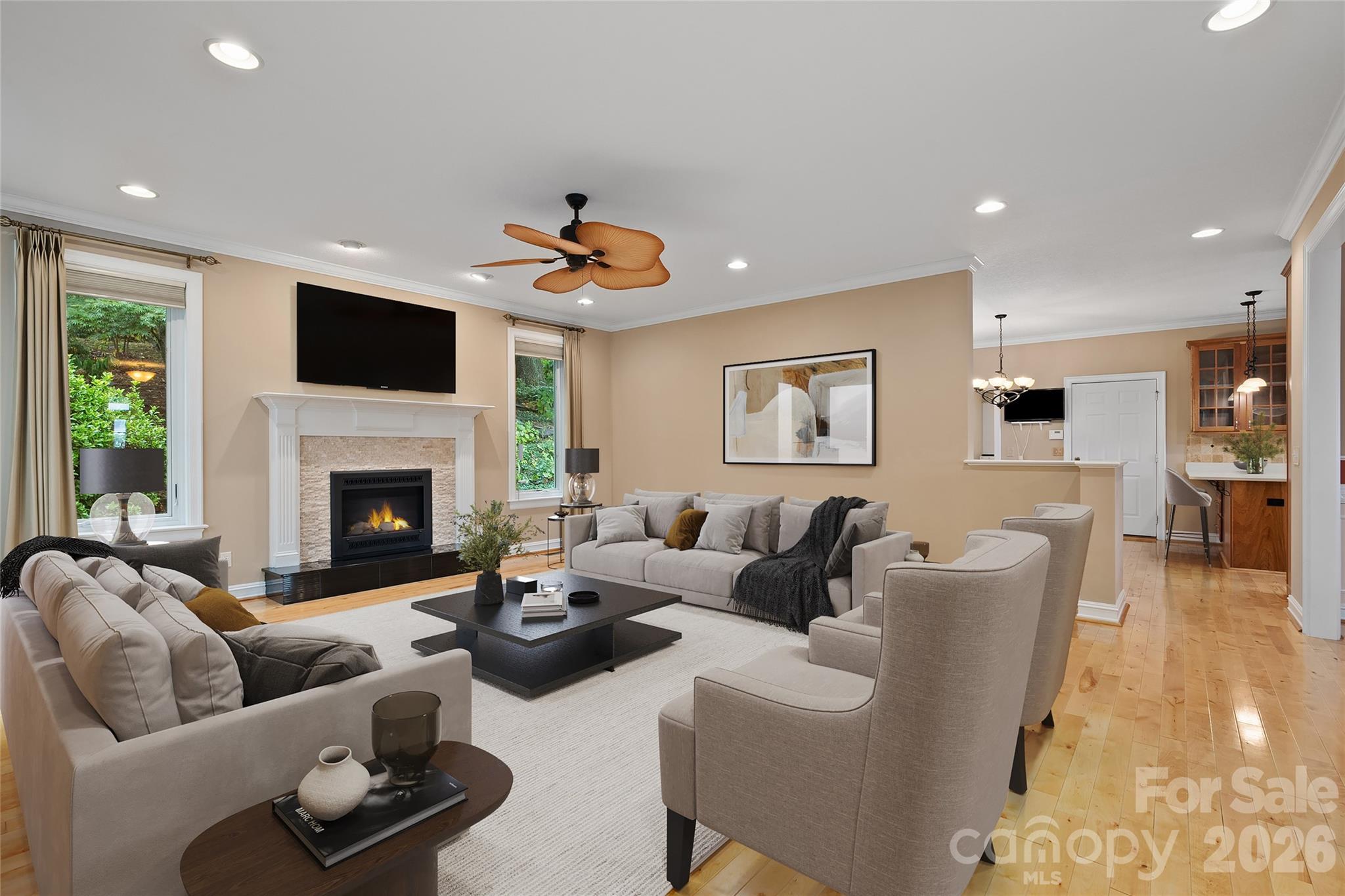 Living Room Virtually Staged - 23 Clear Vista Drive, Asheville