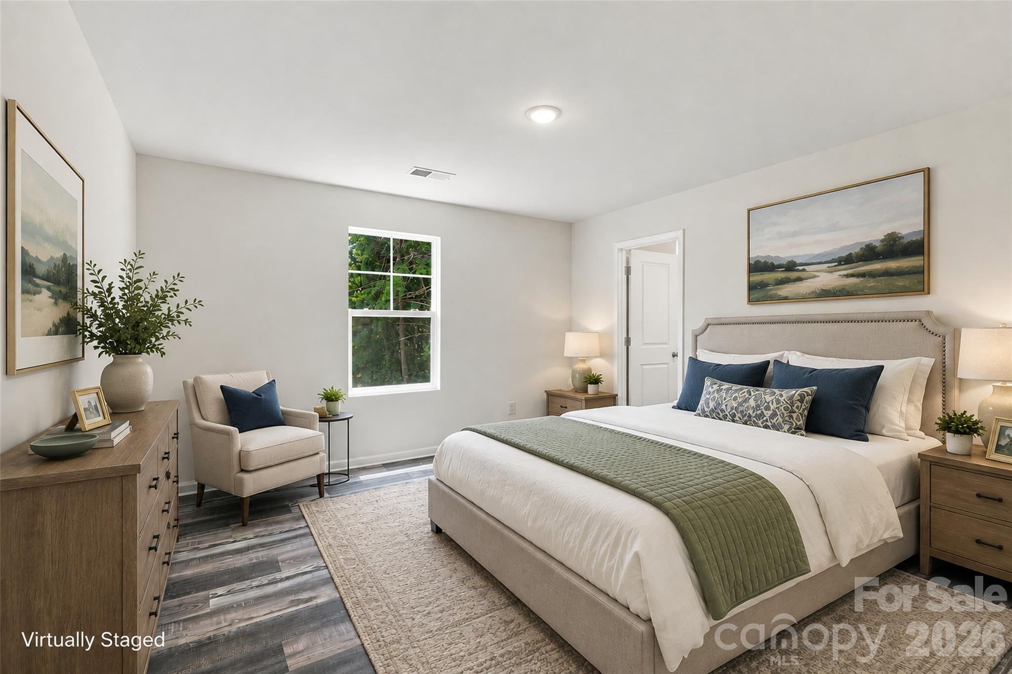 Virtually Staged Primary Bedroom - 837 Old Mountain Road, Statesville