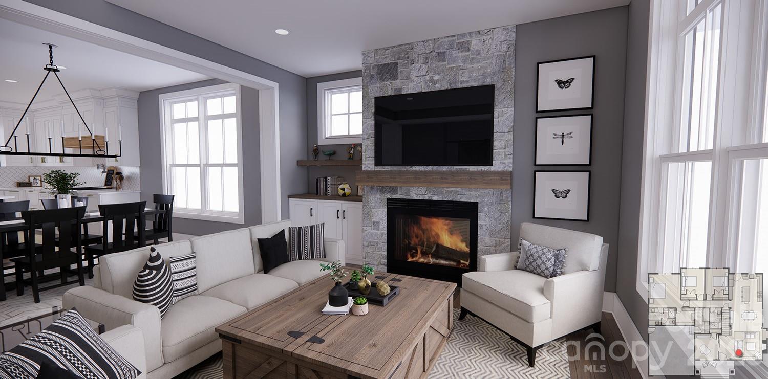 Great Room | Gas Fireplace-Rendering courtesy of Royal Oaks Design. - 166 Williams Meadow Loop, Hendersonville