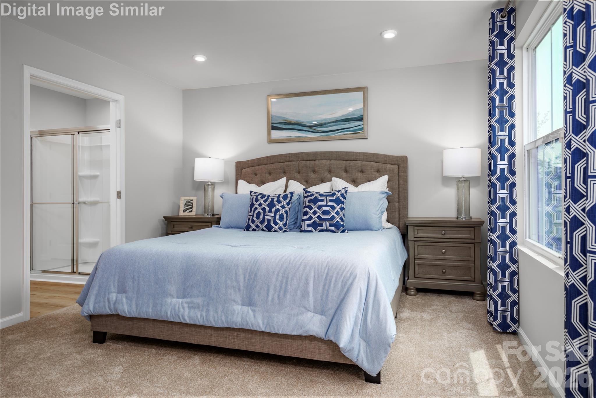 Primary Bedroom on the main level! Generous Proportions, Soft Natural Light and a Peaceful Ambience - 1843 Millstream Drive, China Grove