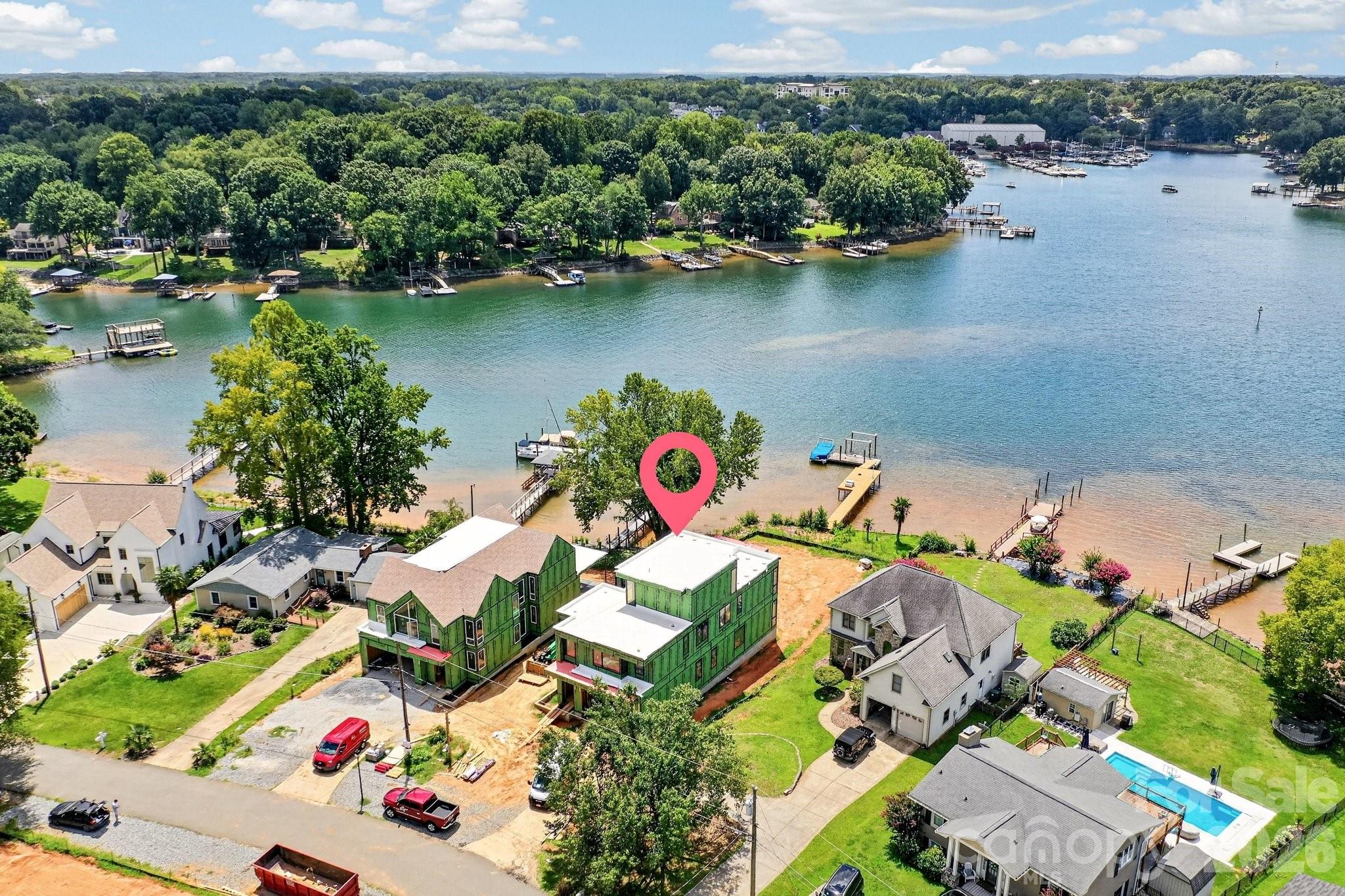 Aerial view of the home under construction facing a southern direction. - 21506 Rio Oro Drive, Cornelius