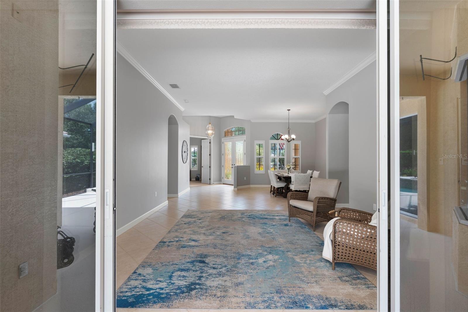 View from the pool to the entrance - 6803 COYOTE RIDGE CT, BRADENTON